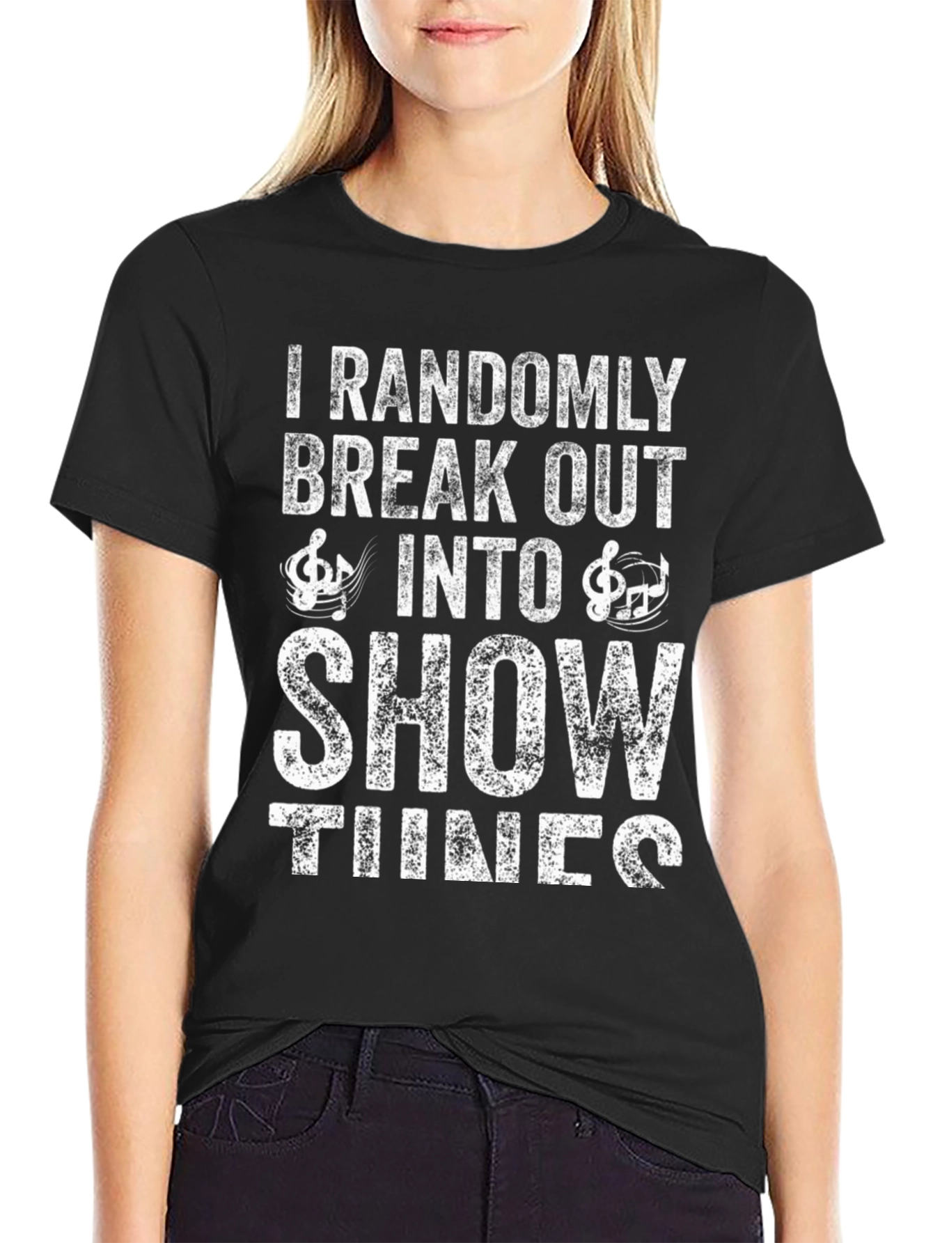 Black Show Tunes T-Shirt: Randomly Break Out Funny Tee view 2