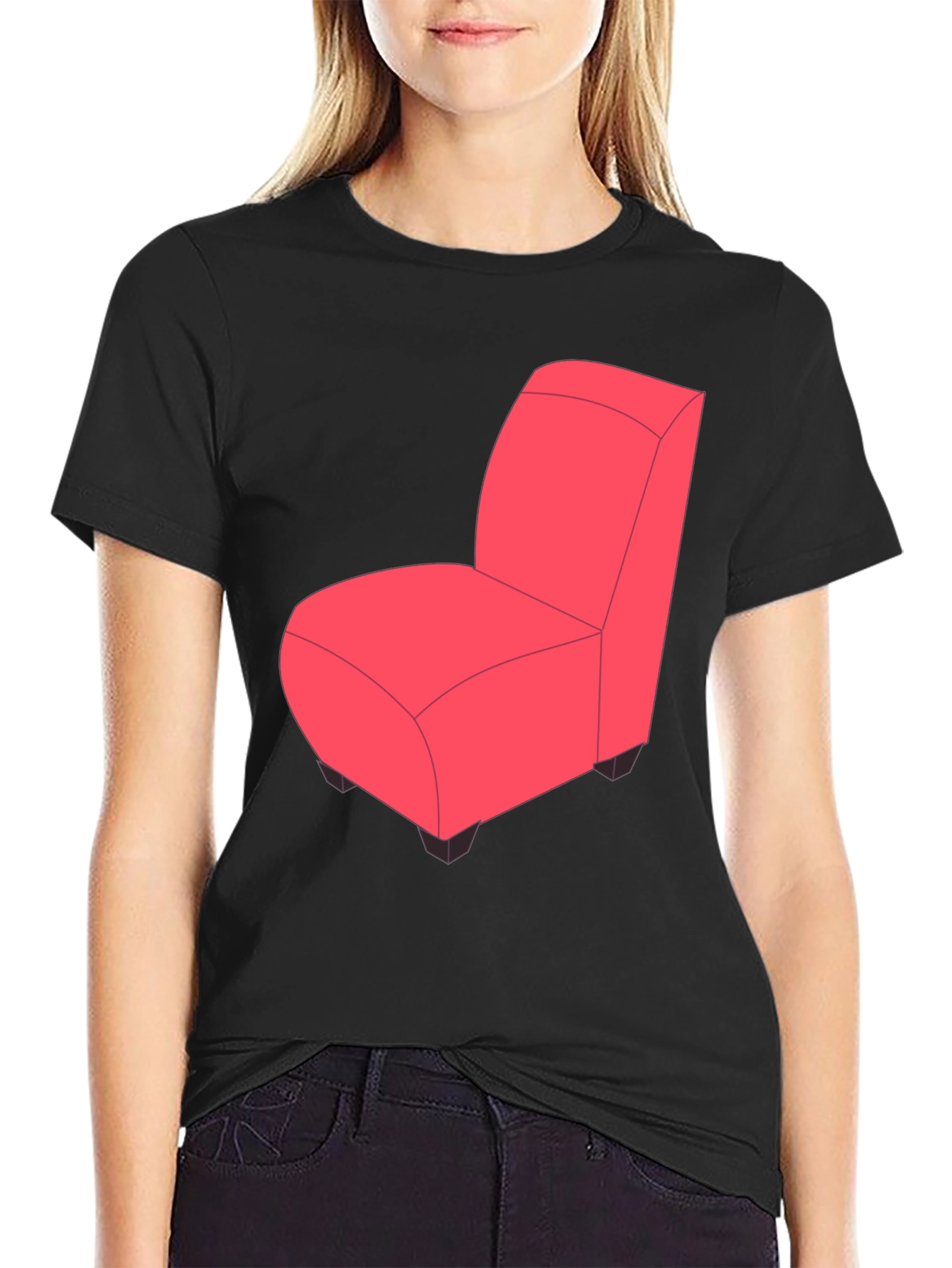 Black Novelty Chair Graphic Tee - Quirky Fun Style view 2