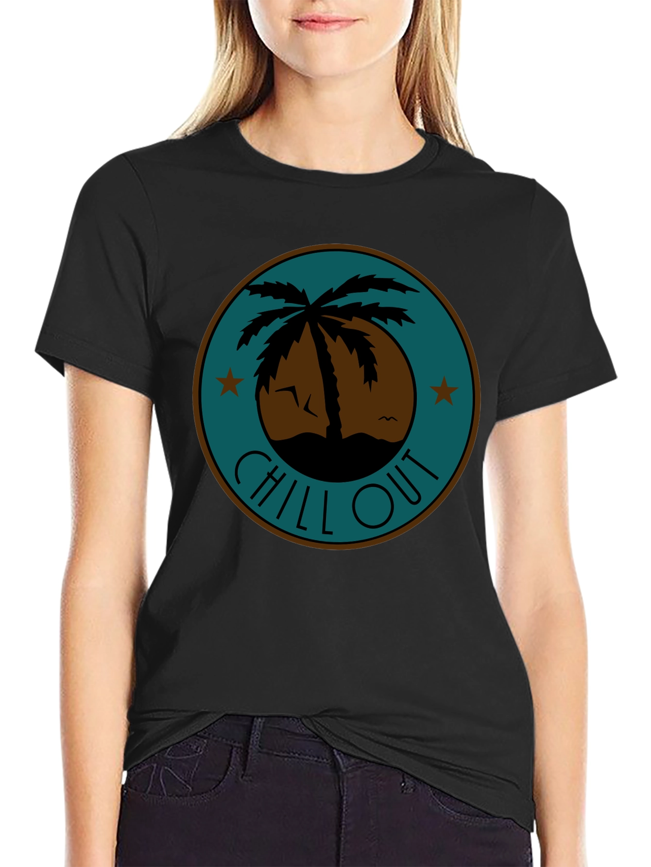 Black Chill Out Palm Tree Graphic Tee - Relaxed Fit view 2