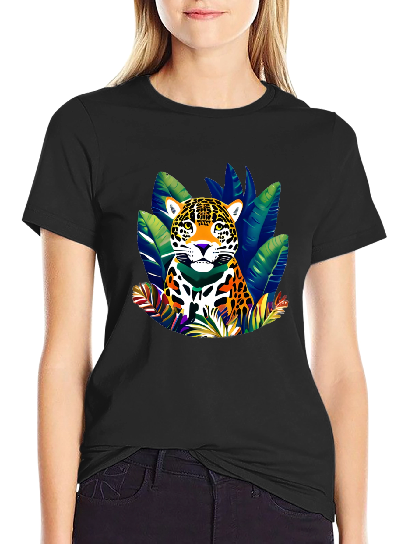 Black Jaguar Jungle Graphic T-Shirt - Bold Wildlife Design view 2