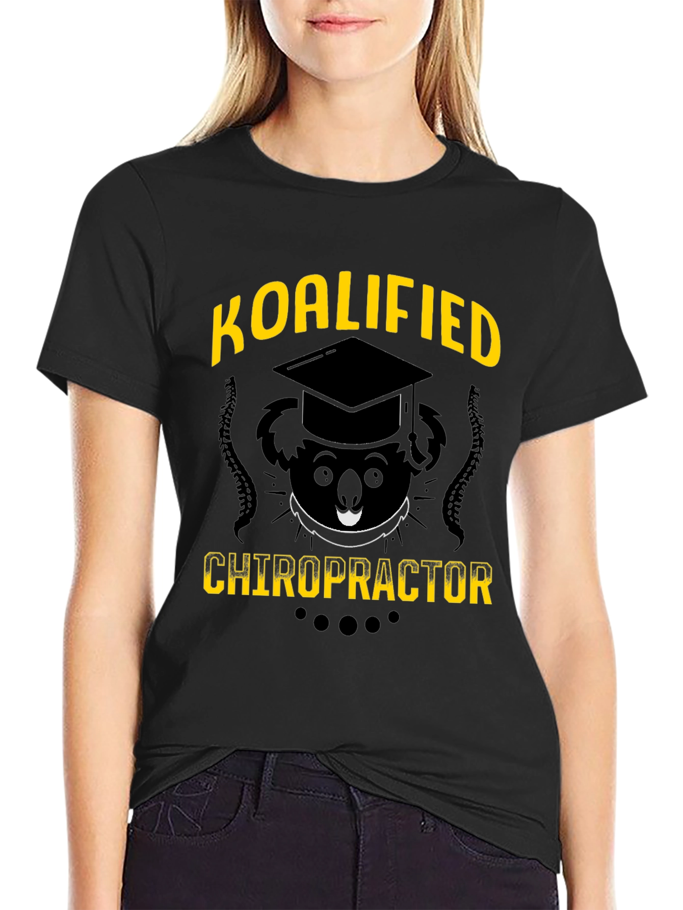 Black Koalified Chiropractor T-Shirt - Funny Graduation Tee view 2