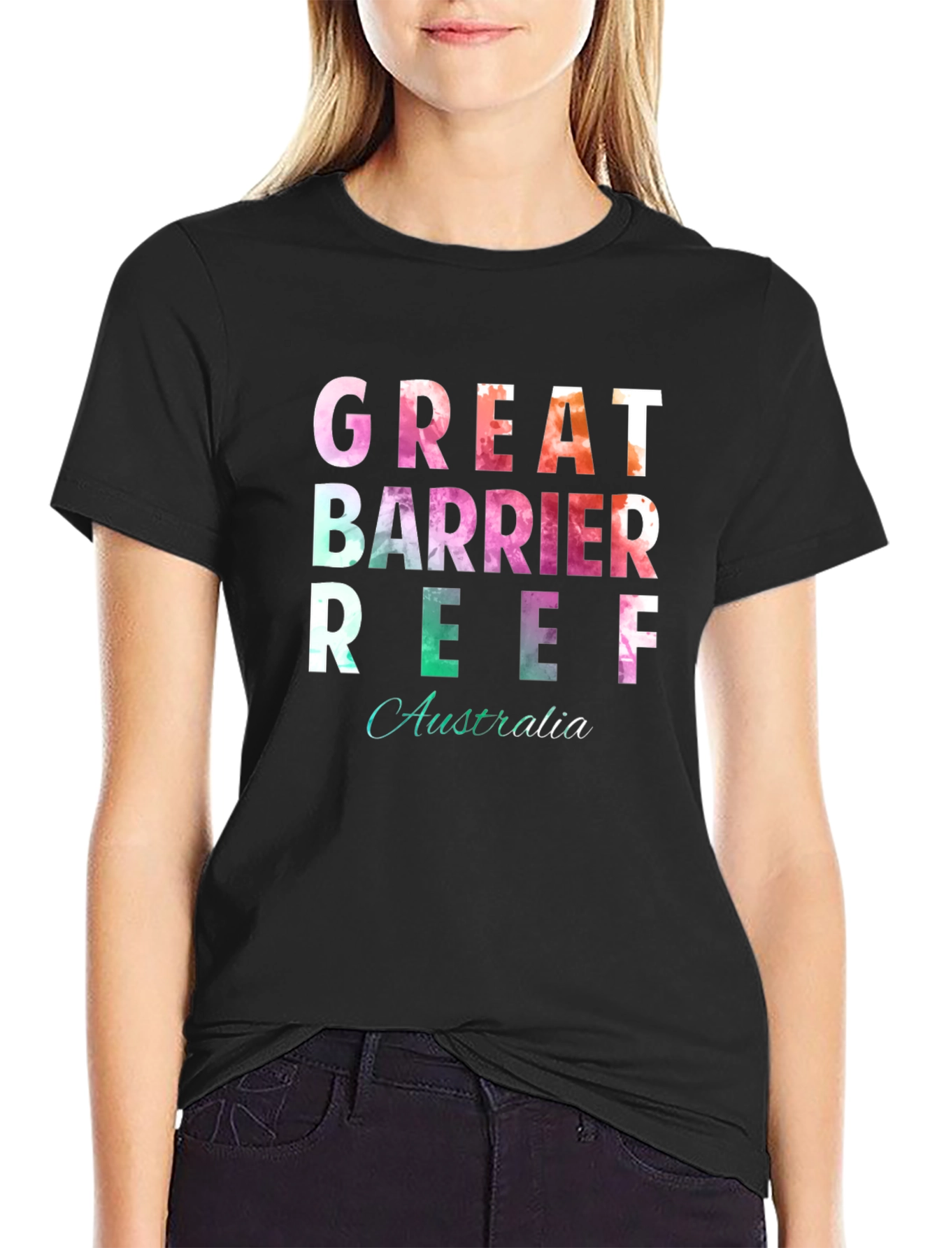 Black Great Barrier Reef Australia T-Shirt view 2