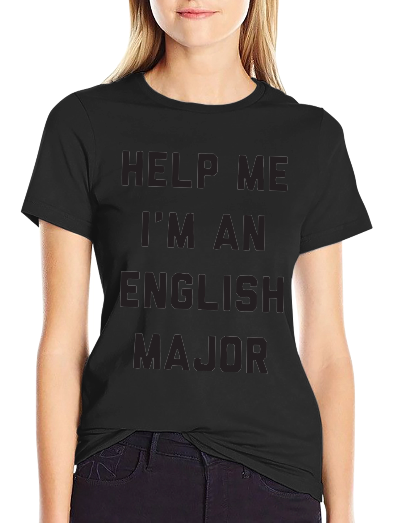 Black Help Me I'm An English Major T-Shirt view 2