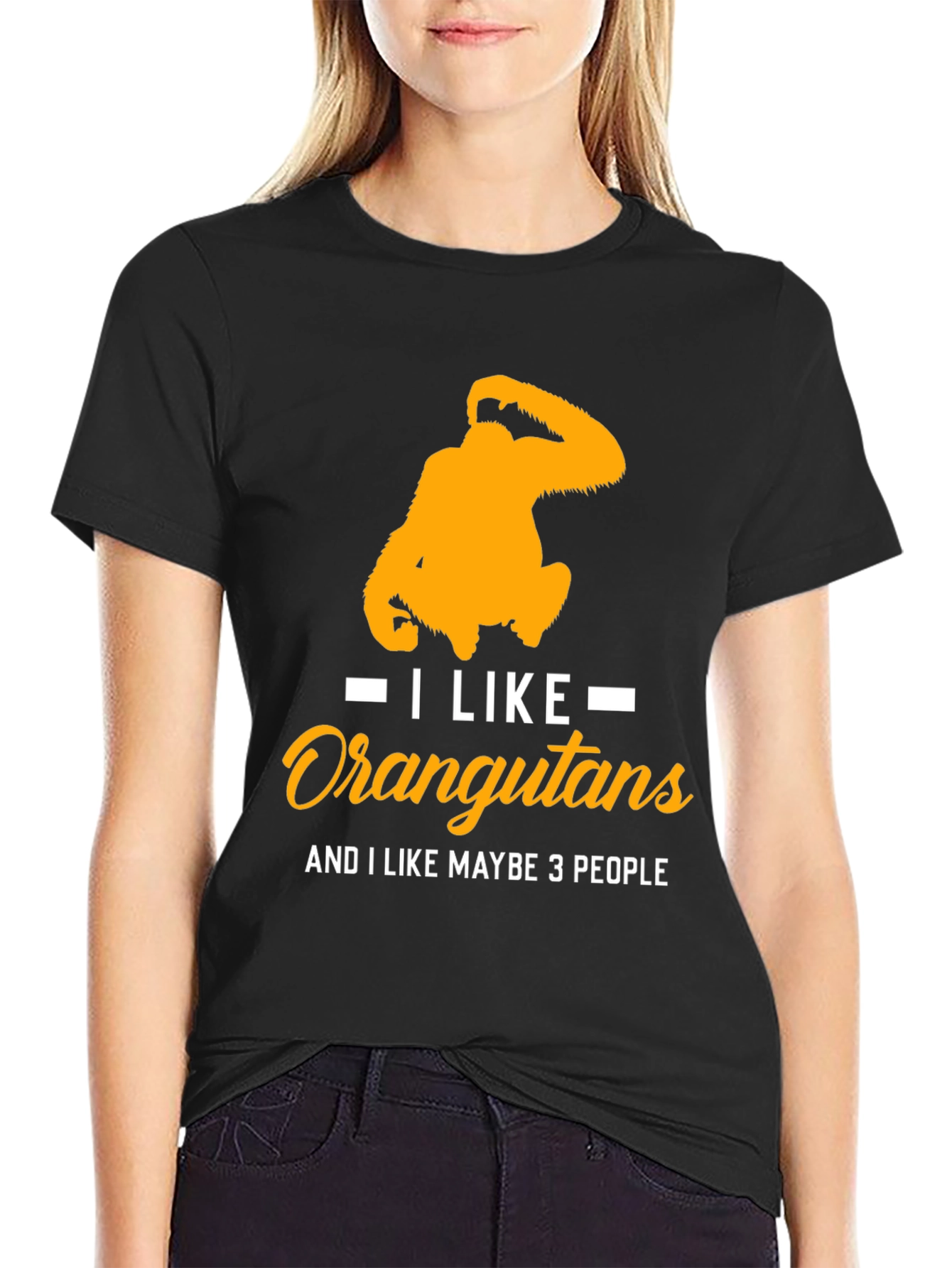 Black I Like Orangutans Graphic T-Shirt view 2