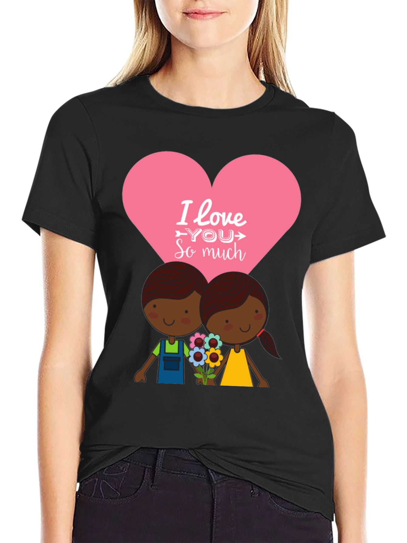 Black I Love You So Much Graphic T-Shirt view 2