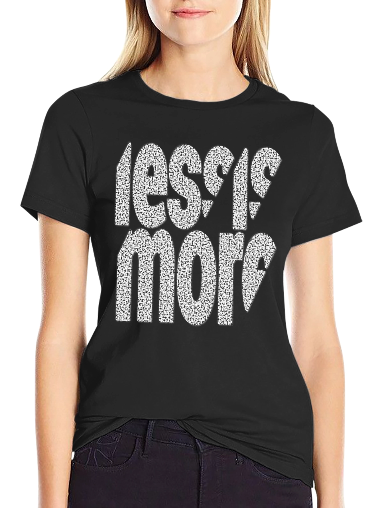 Black Less is More Graphic Tee - Mens Black Cotton T-Shirt view 2
