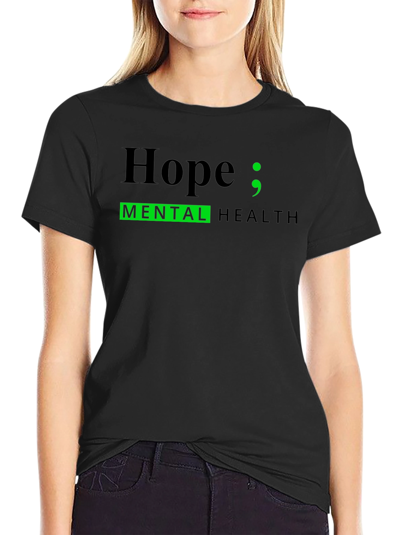 Black Hope; Mental Health Awareness T-Shirt view 2