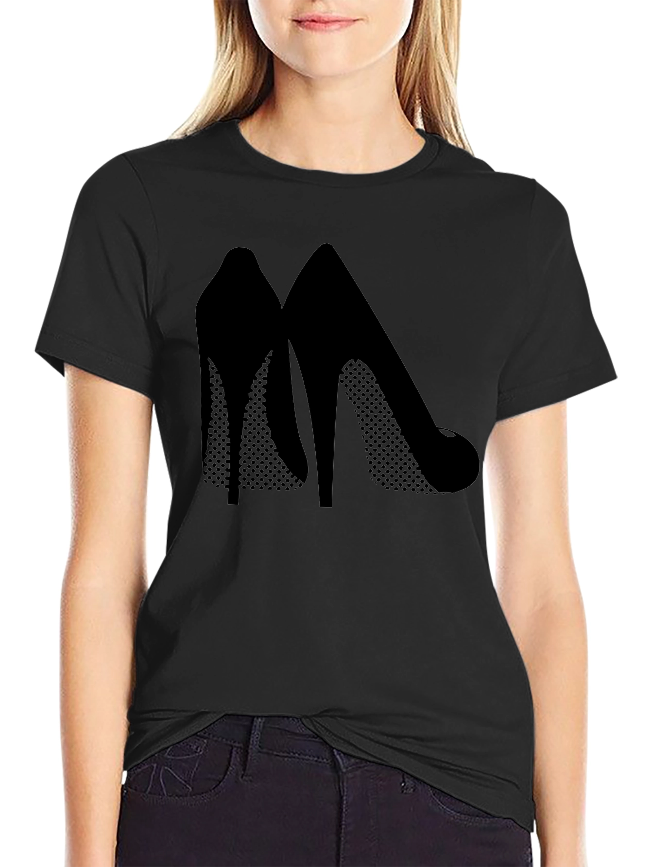 Black Stylish High Heel Silhouette Tee view 2