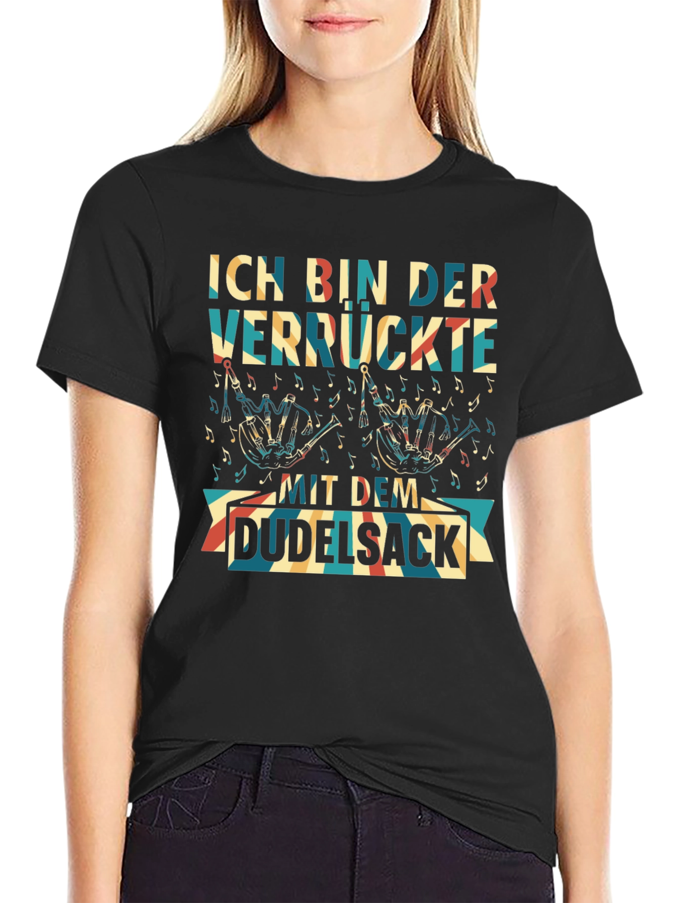 Black Ich Bin Der Verrückte Mit Dem Dudelsack T-Shirt view 2