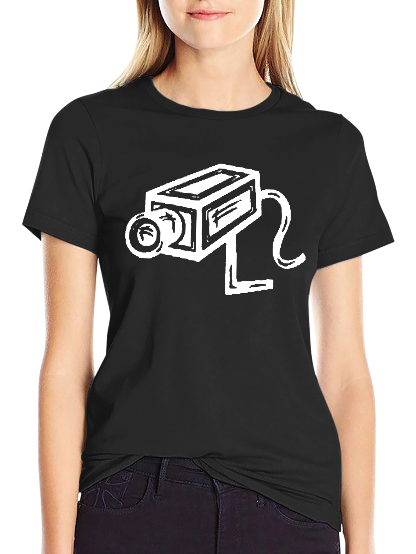 Black Retro Camera Graphic T-Shirt - Cool Black Tee view 2