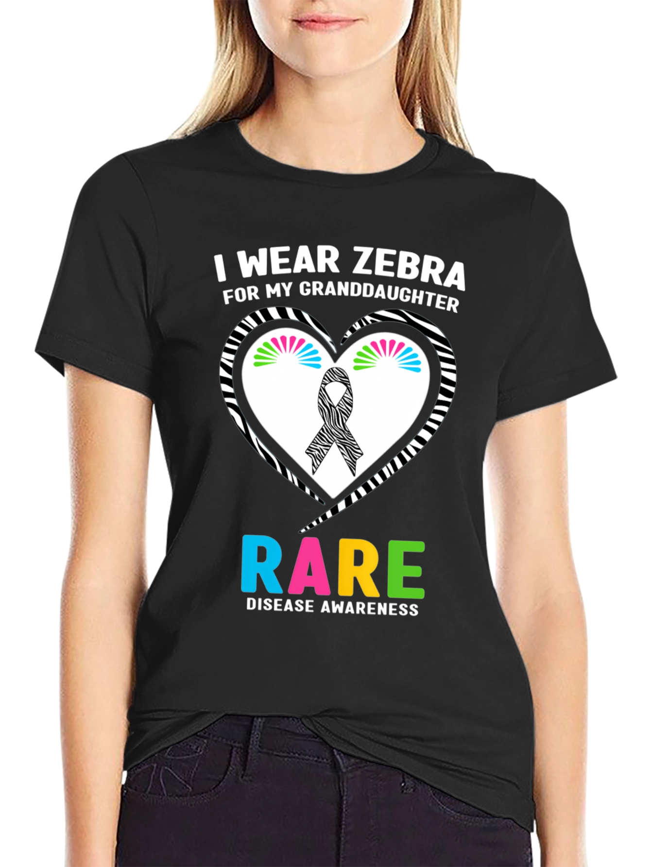Black Zebra Rare Disease Awareness T-Shirt view 2