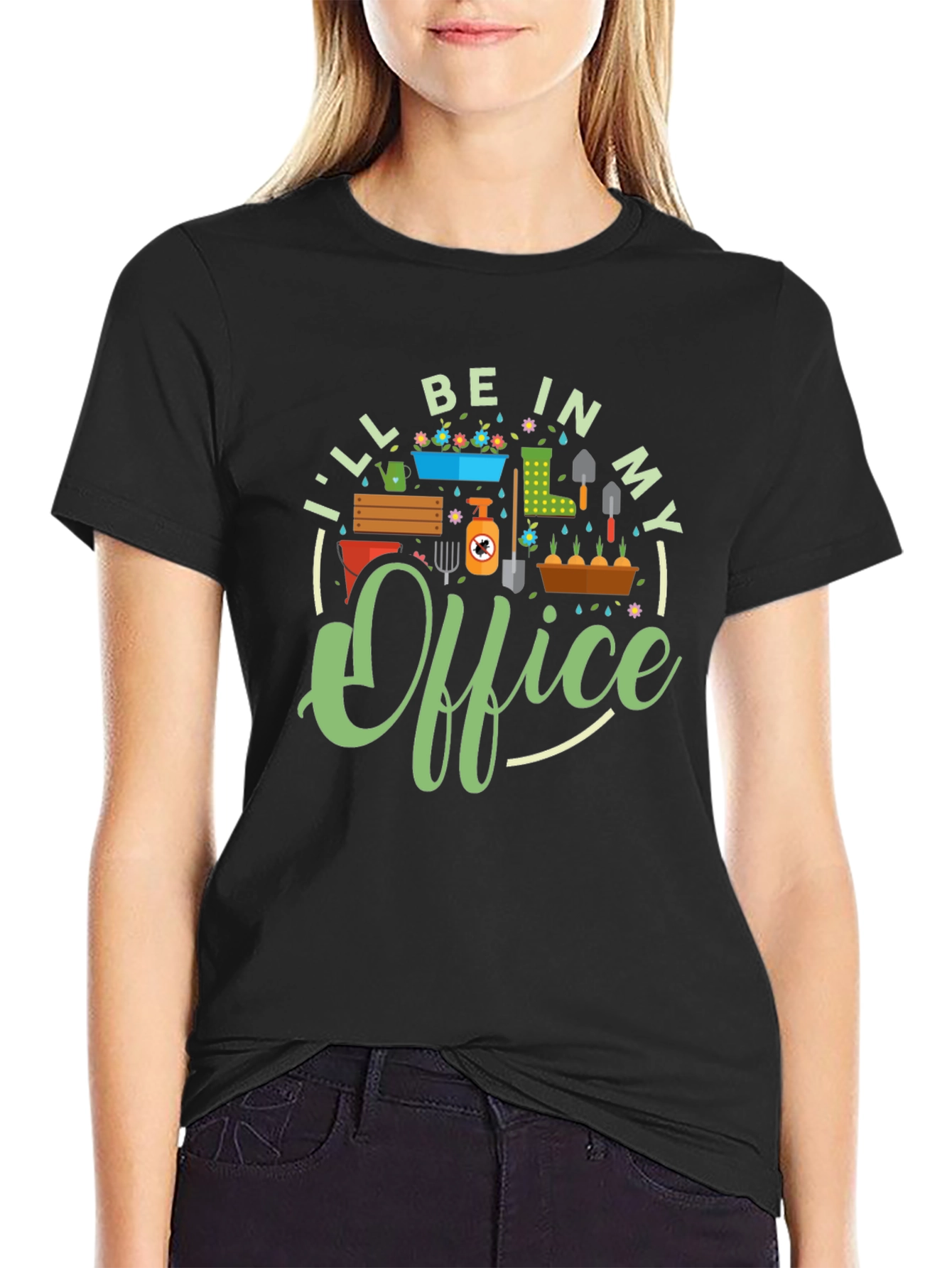 Black Gardener's "In My Office" Black T-Shirt view 2