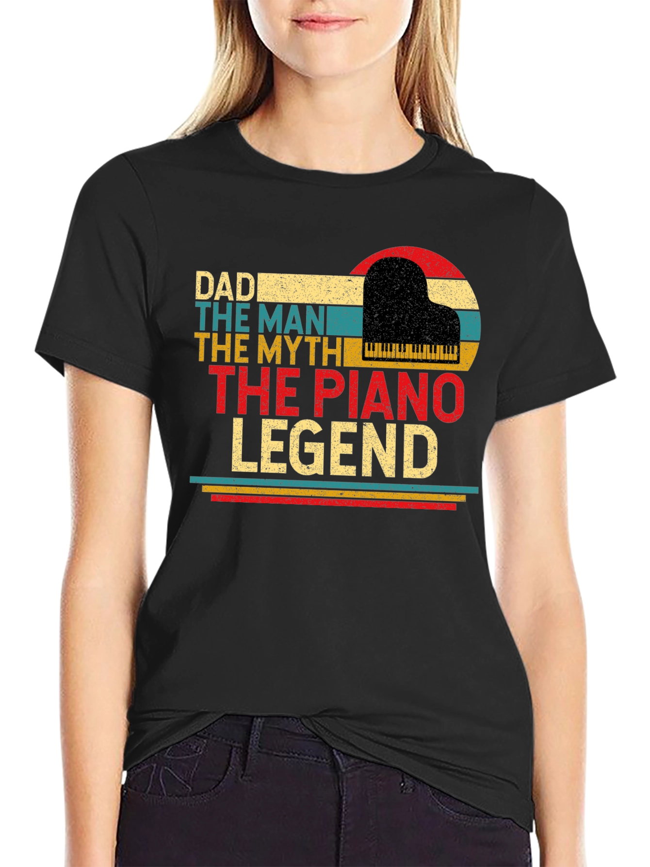 Black Dad Piano Legend T-Shirt - The Man, The Myth view 2
