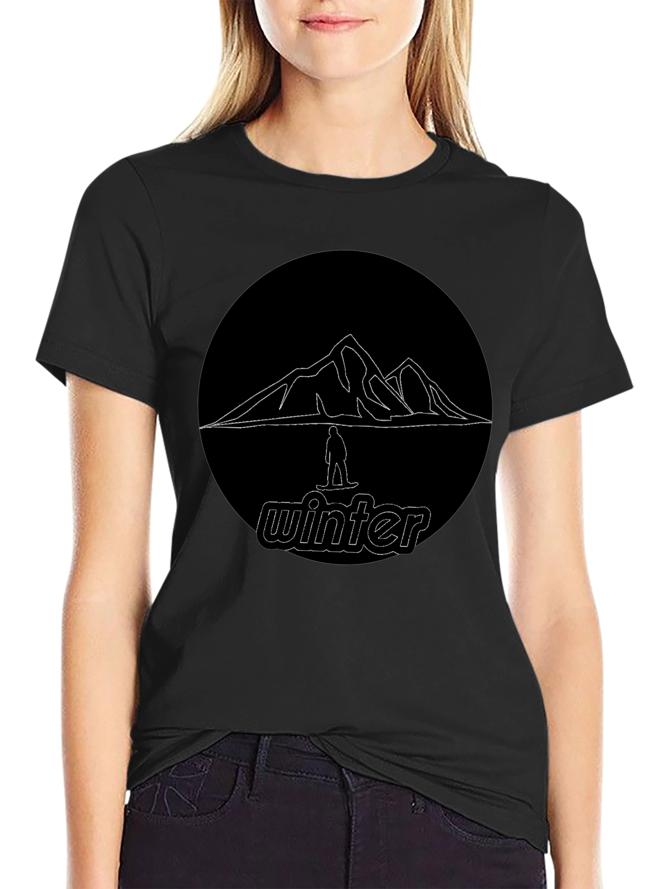Black Black Winter Mountain Graphic T-Shirt view 2