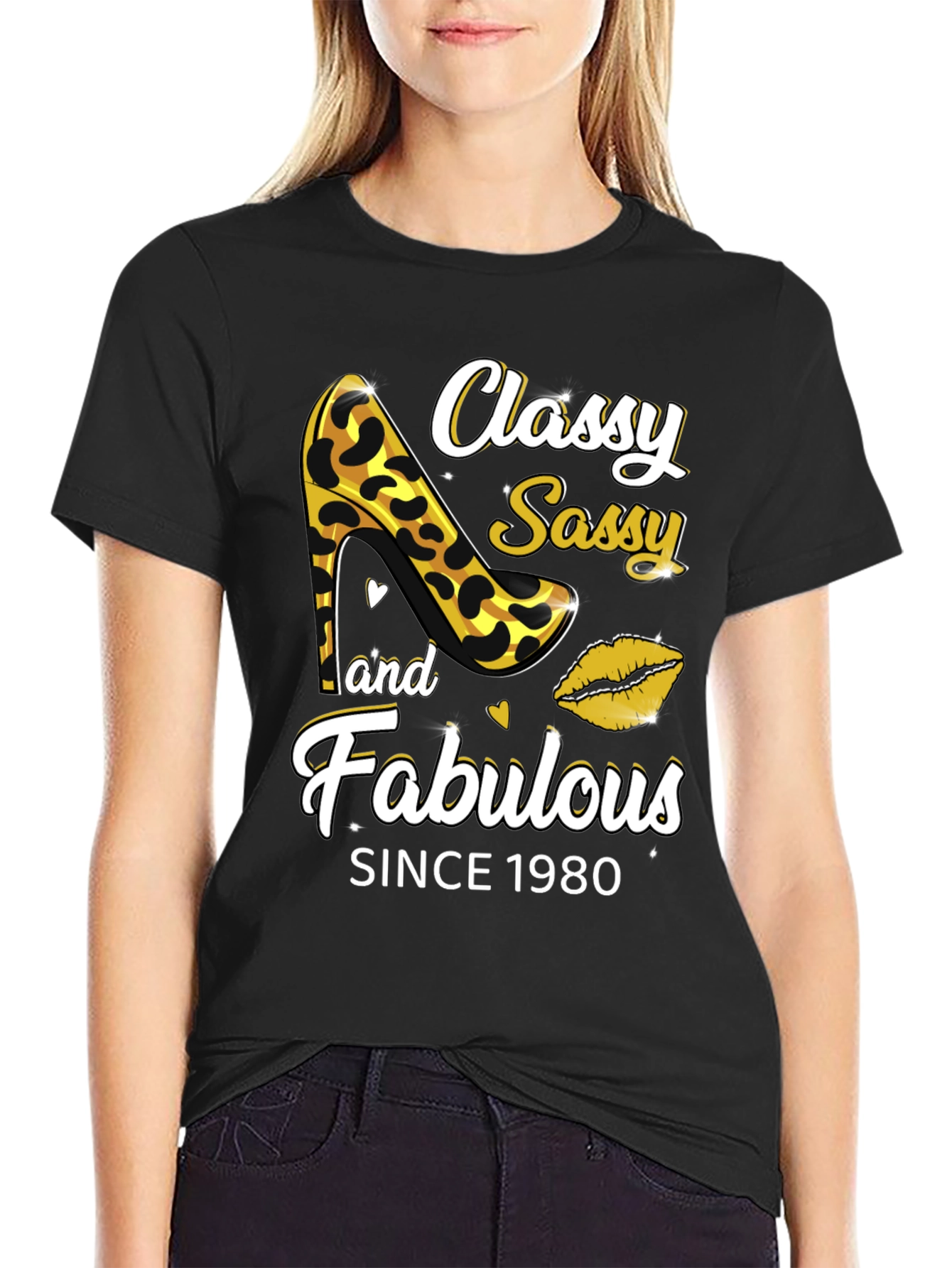 Black Classy Sassy Fabulous Since 1980 Graphic Tee view 2