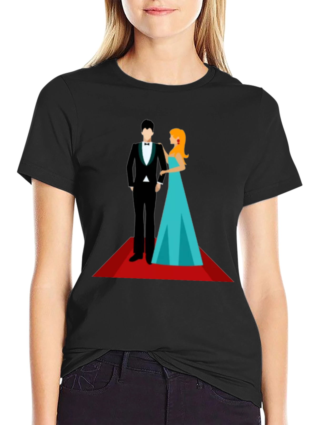 Black Red Carpet Affair T-Shirt - Stylish Graphic Tee view 2