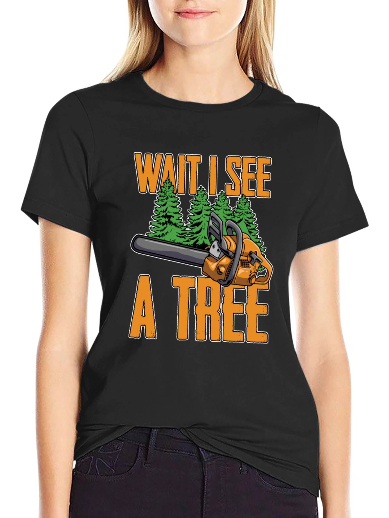 Black Funny Chainsaw Lumberjack T-Shirt view 2