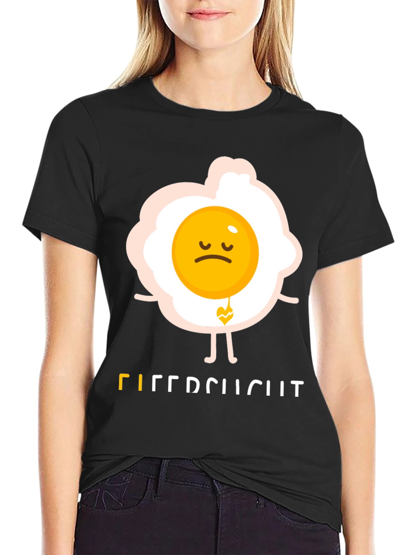 Black Sad Egg Graphic Tee - Unique Humor T-Shirt view 2