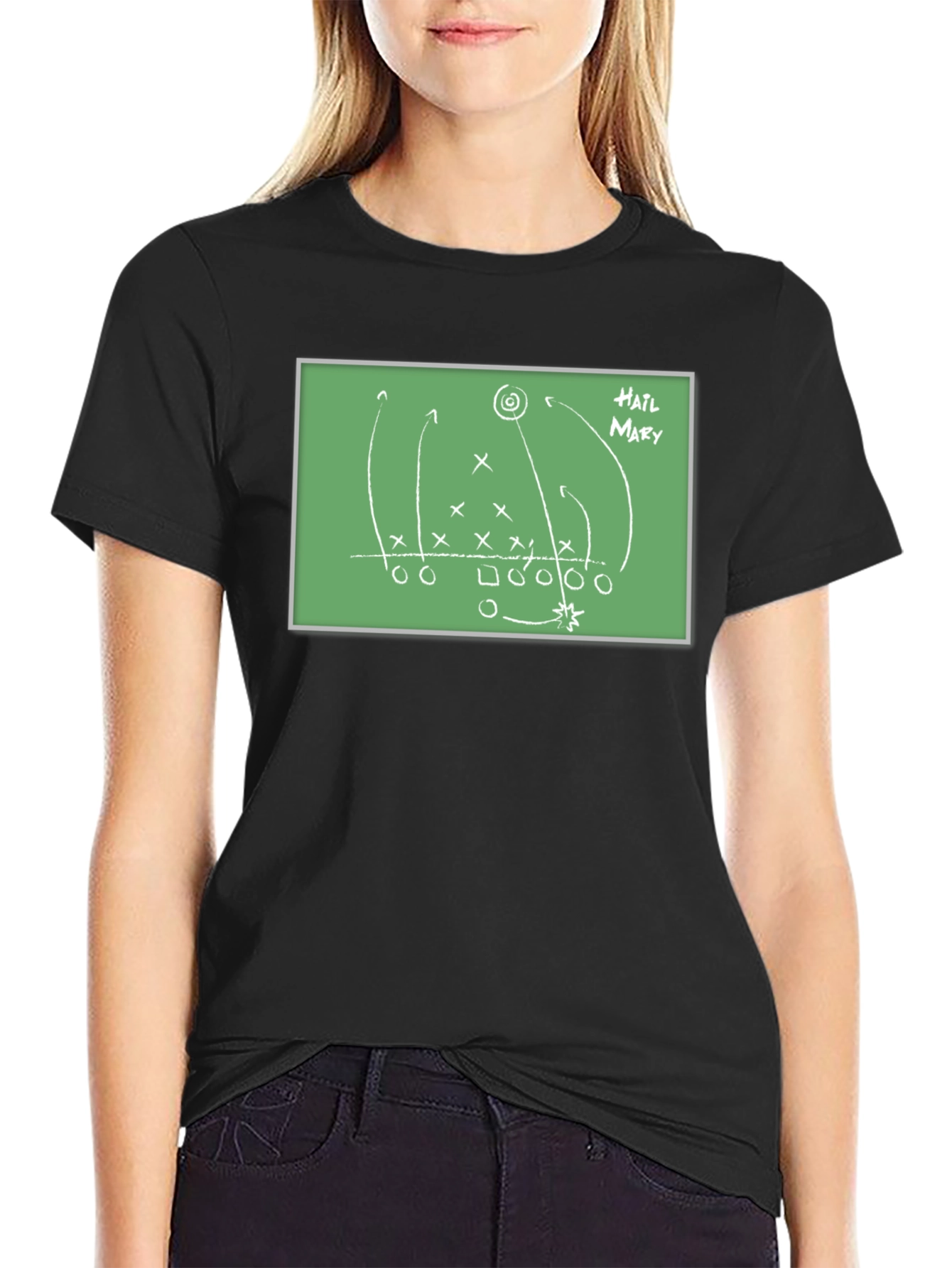 Black Hail Mary Football Play T-Shirt view 2