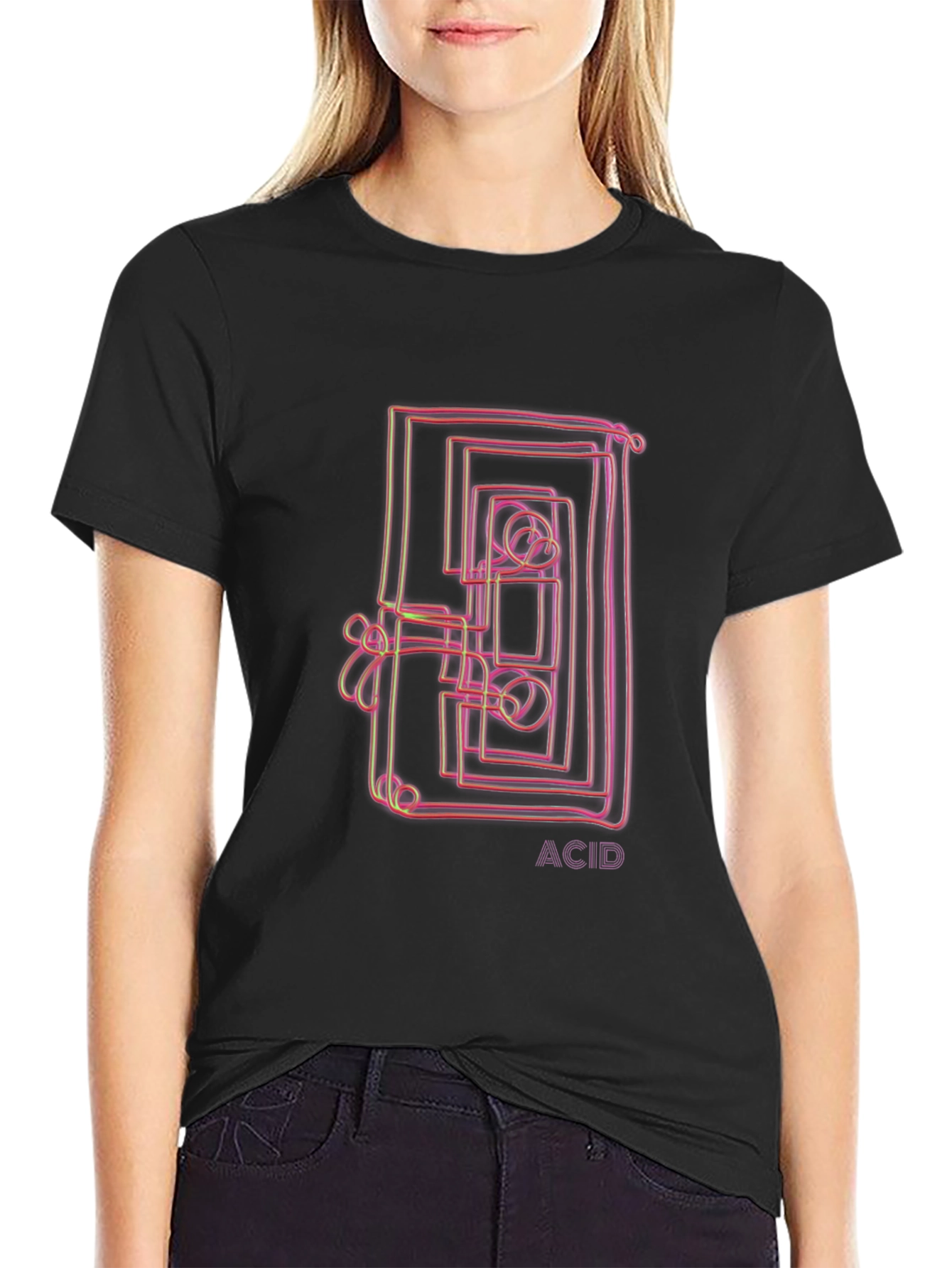 Black Abstract 'ACID' Graphic Tee - Black view 2