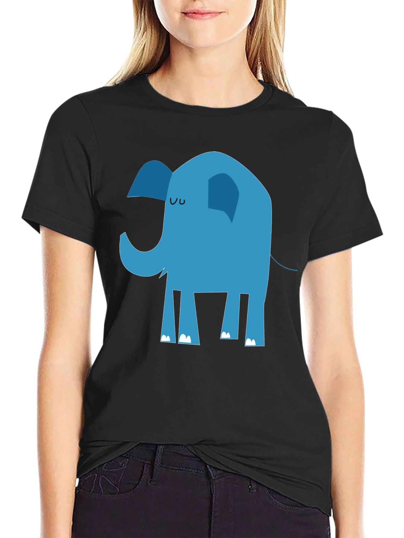 Black Blue Elephant Graphic T-Shirt - Men's Black Tee view 2
