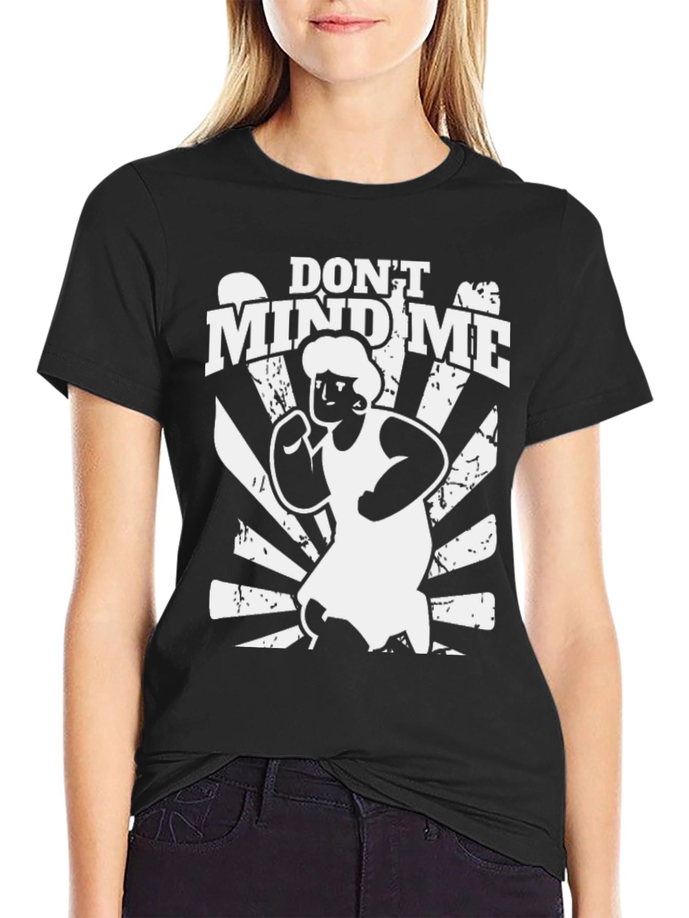 Black Don't Mind Me Funny Graphic Tee view 2