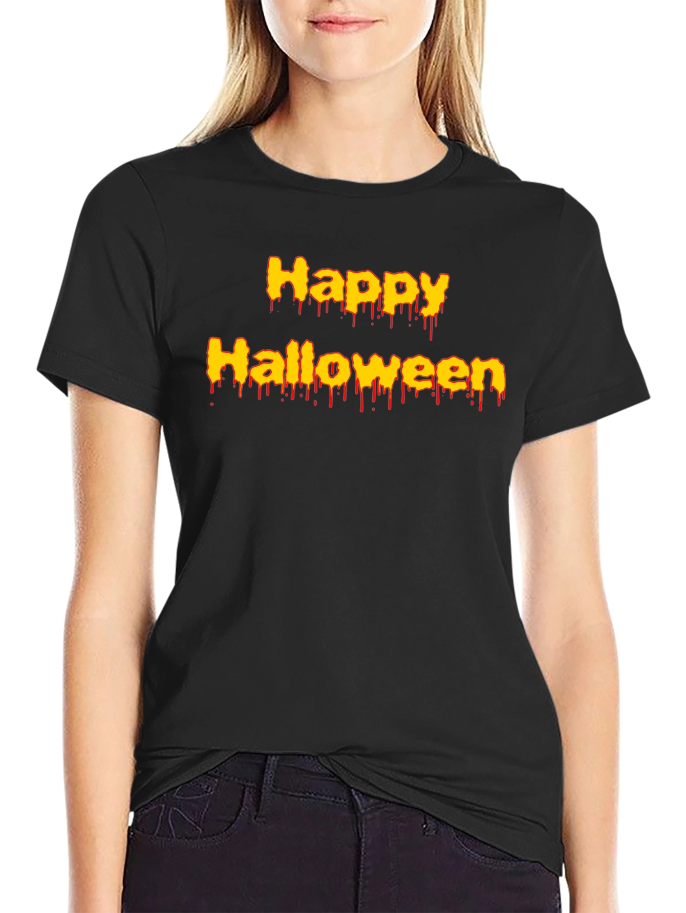 Black Happy Halloween Graphic T-Shirt view 2