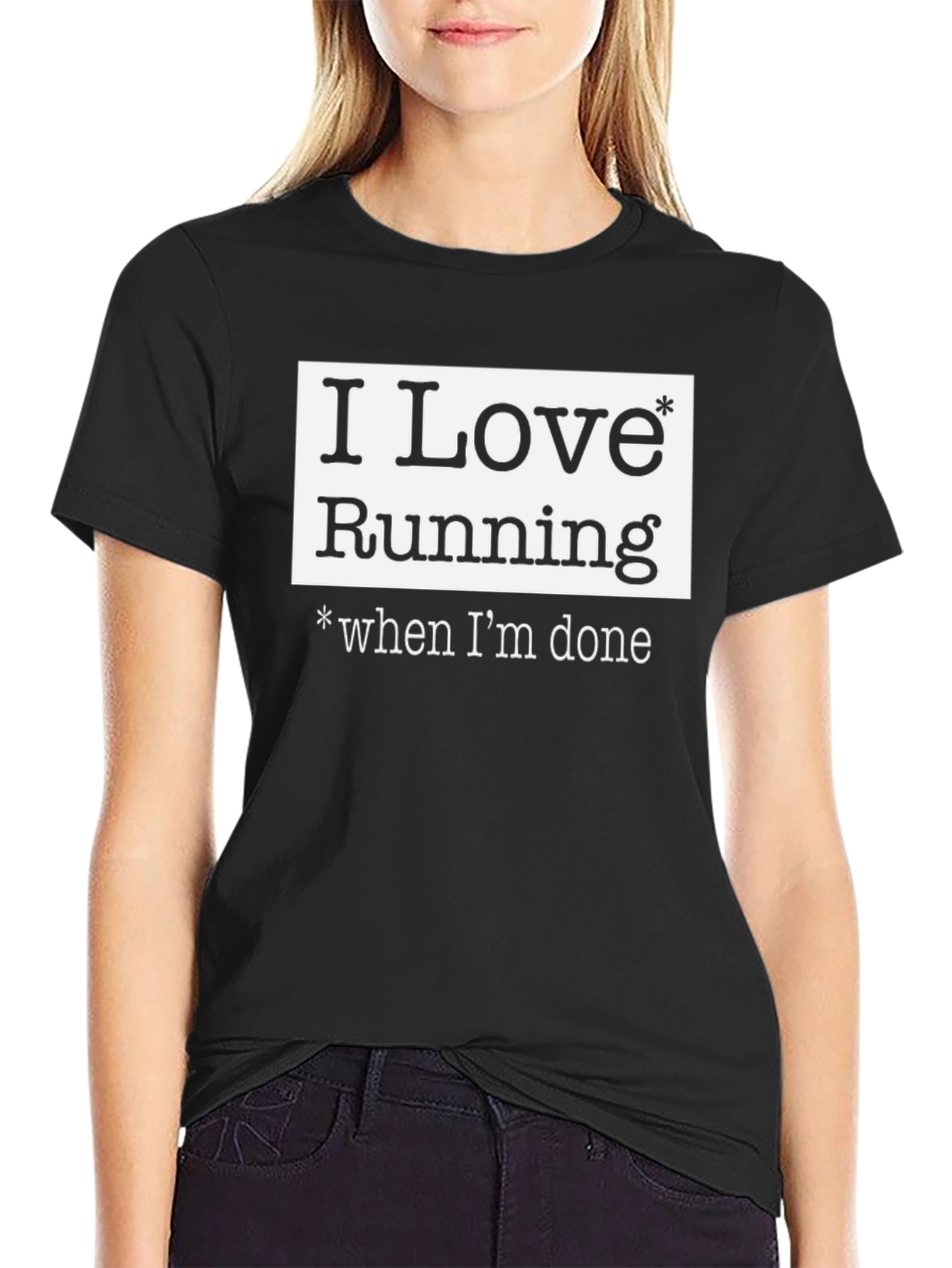 Black I Love Running Funny T-Shirt view 2