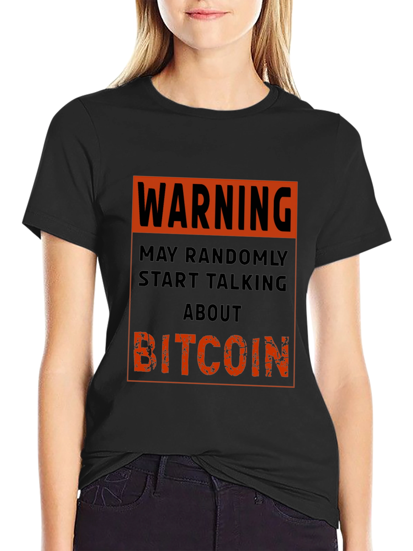 Black Warning Bitcoin T-Shirt - Funny Crypto Tee view 2