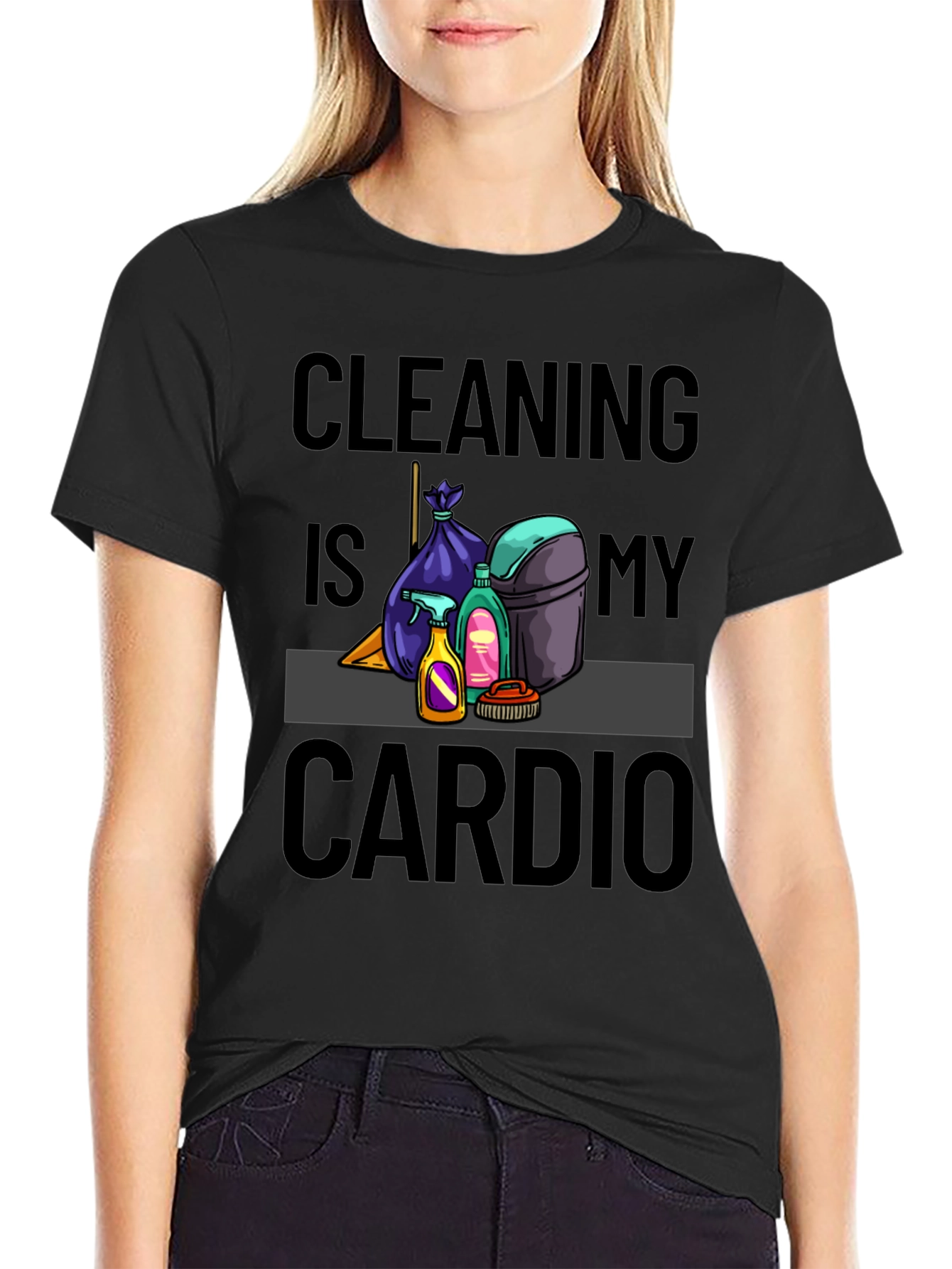 Black Cleaning is My Cardio T-Shirt view 2