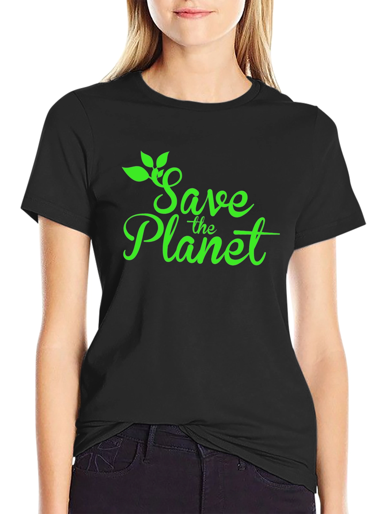Black Save the Planet Graphic Tee - Eco-Friendly Fashion view 2