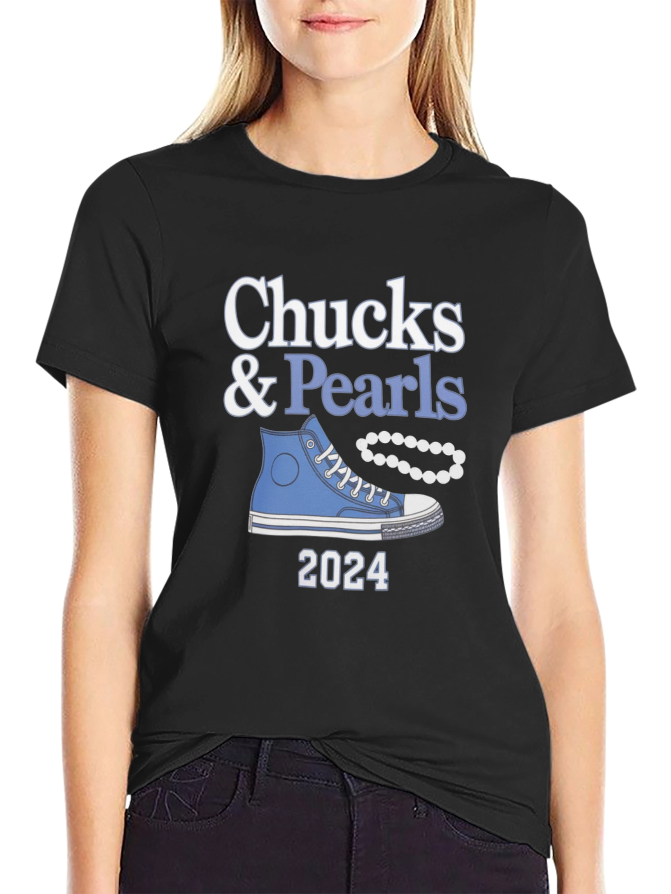 Black Chucks & Pearls 2024 T-Shirt view 2