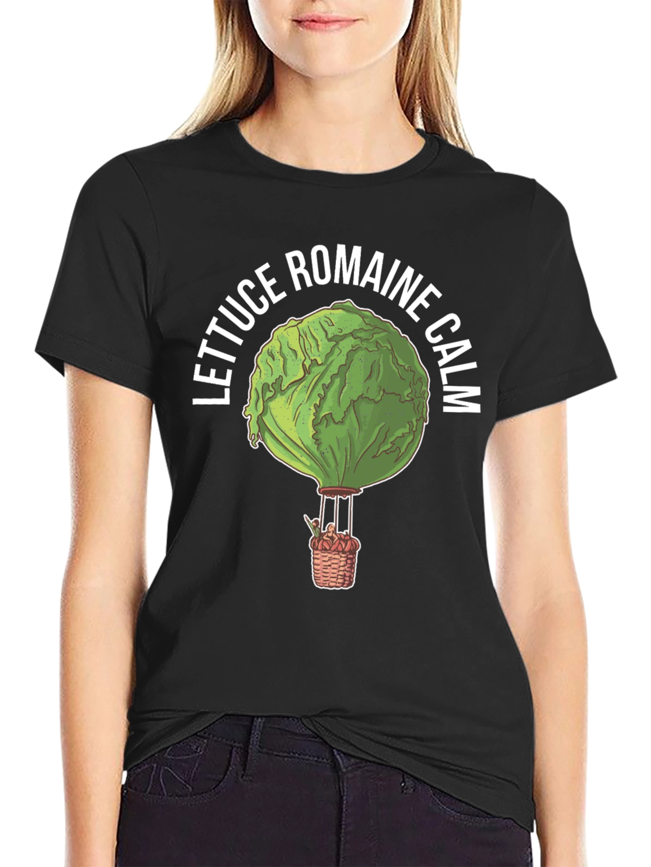 Black Lettuce Romaine Calm Funny Graphic T-Shirt view 2