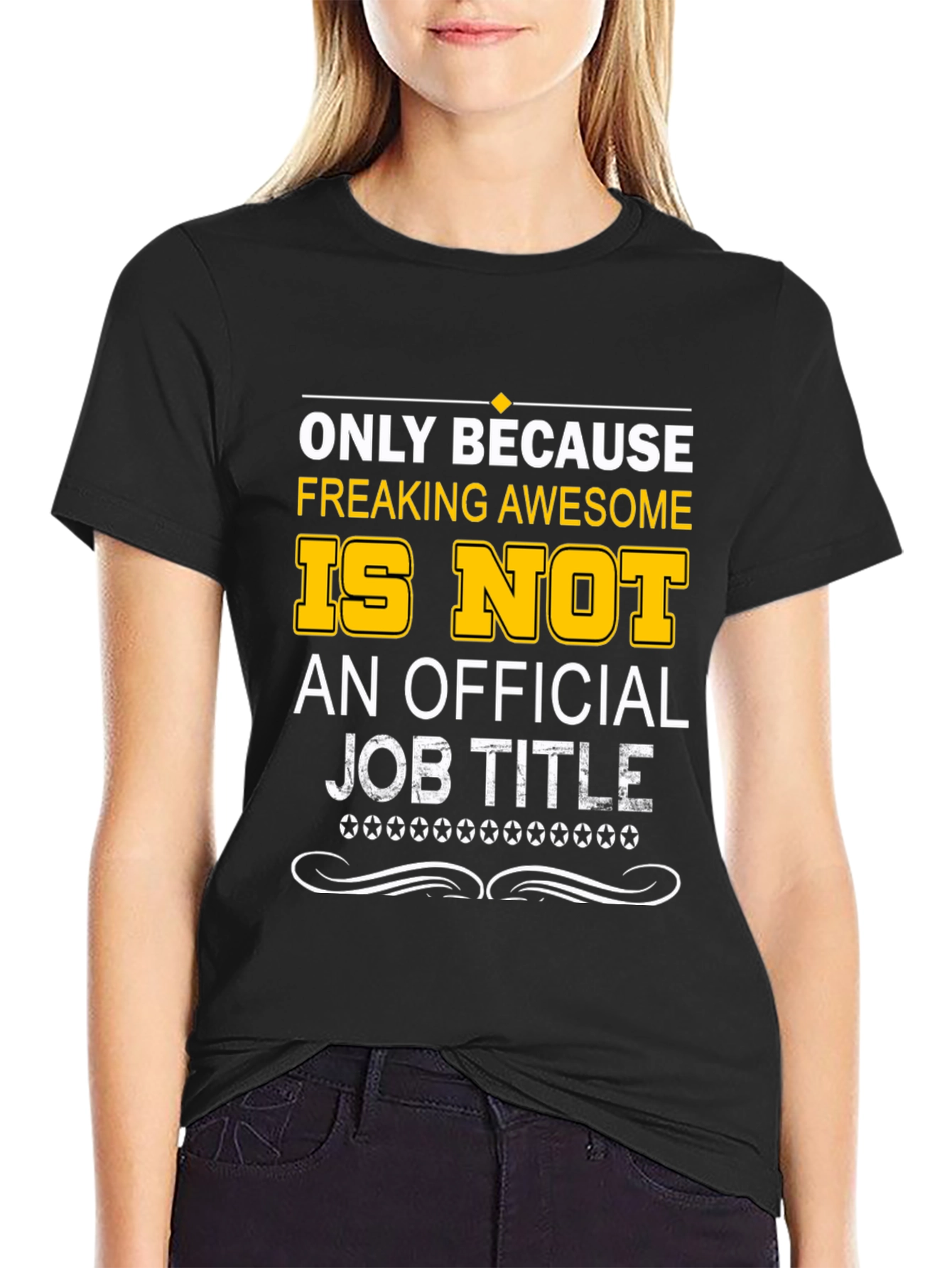 Black Freaking Awesome Official Job Title T-Shirt view 2