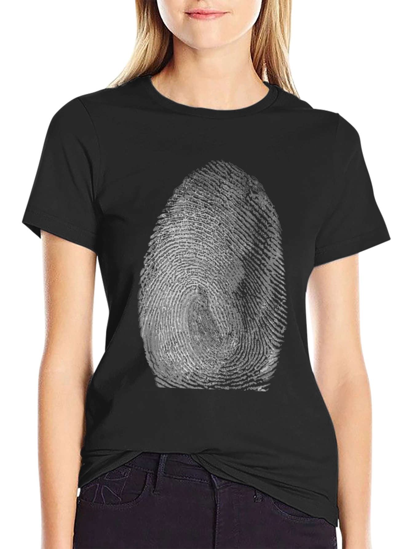 Black Fingerprint Graphic Tee - Unique Design view 2