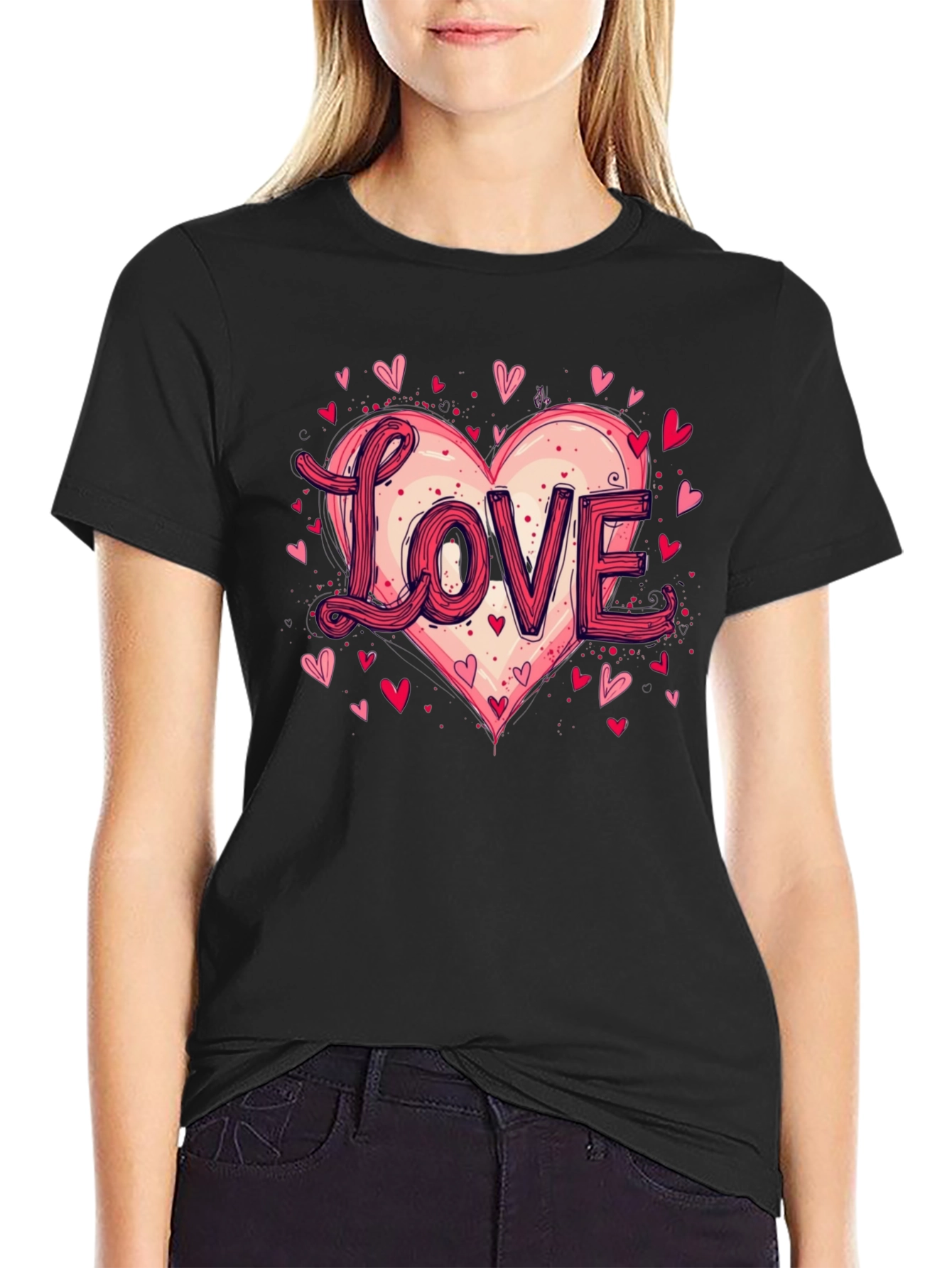 Black Love Heart Graphic Tee - Valentine's Day view 2