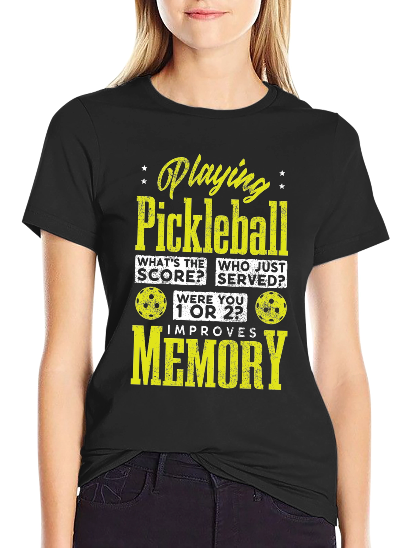 Black Pickleball Memory T-Shirt - Funny Sports Tee view 2