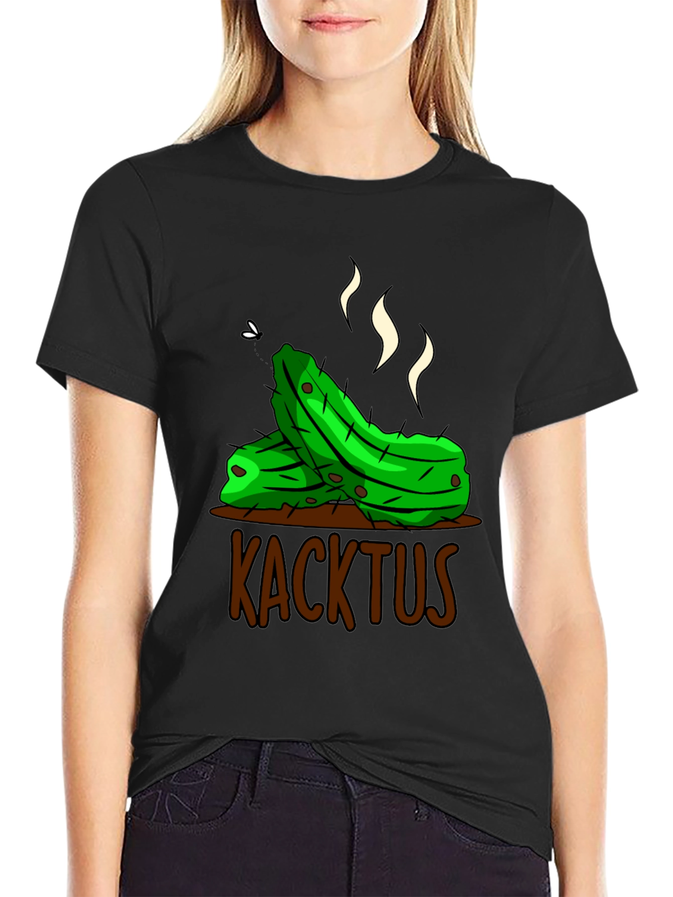 Black Humorous 'Kacktus' Graphic T-Shirt - Unique Novelty Tee view 2