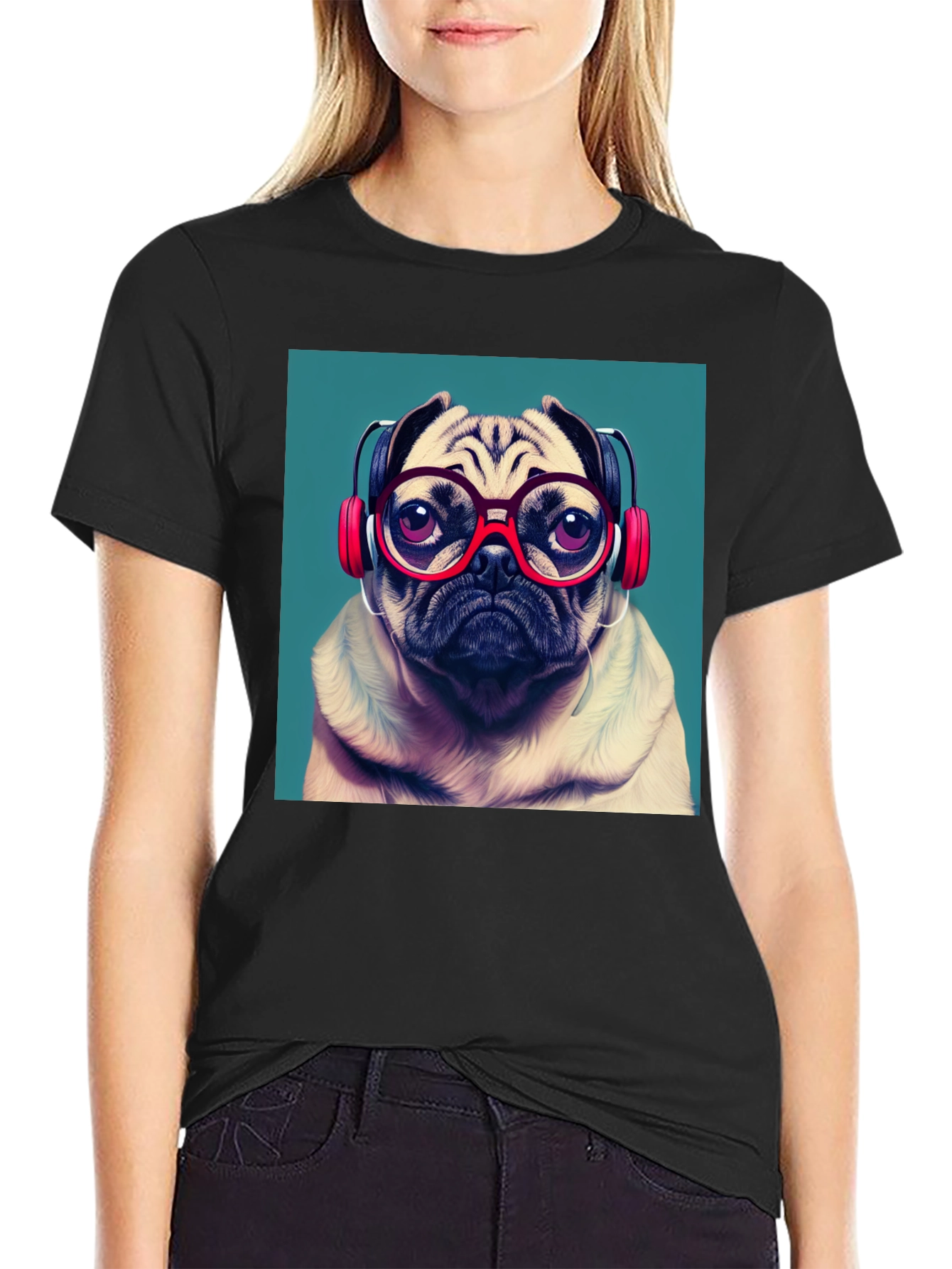 Black Pug DJ Graphic Tee - Stylish Comfort view 2
