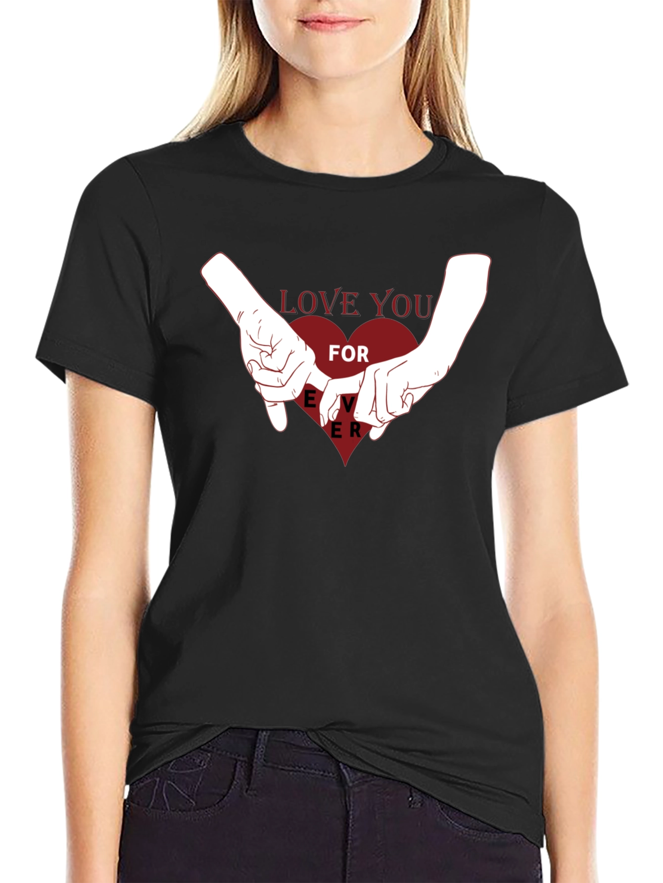 Black Love You Forever Graphic Tee - Black view 2