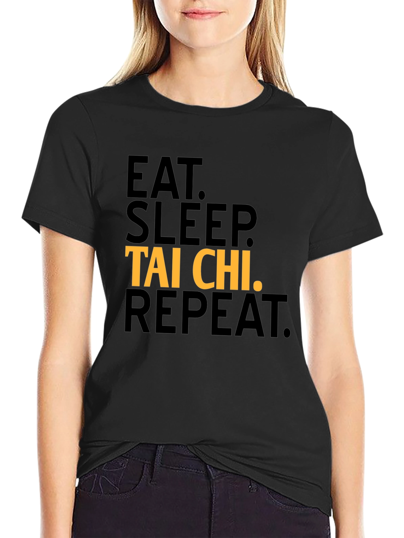 Black Eat Sleep Tai Chi Repeat Graphic T-Shirt view 2