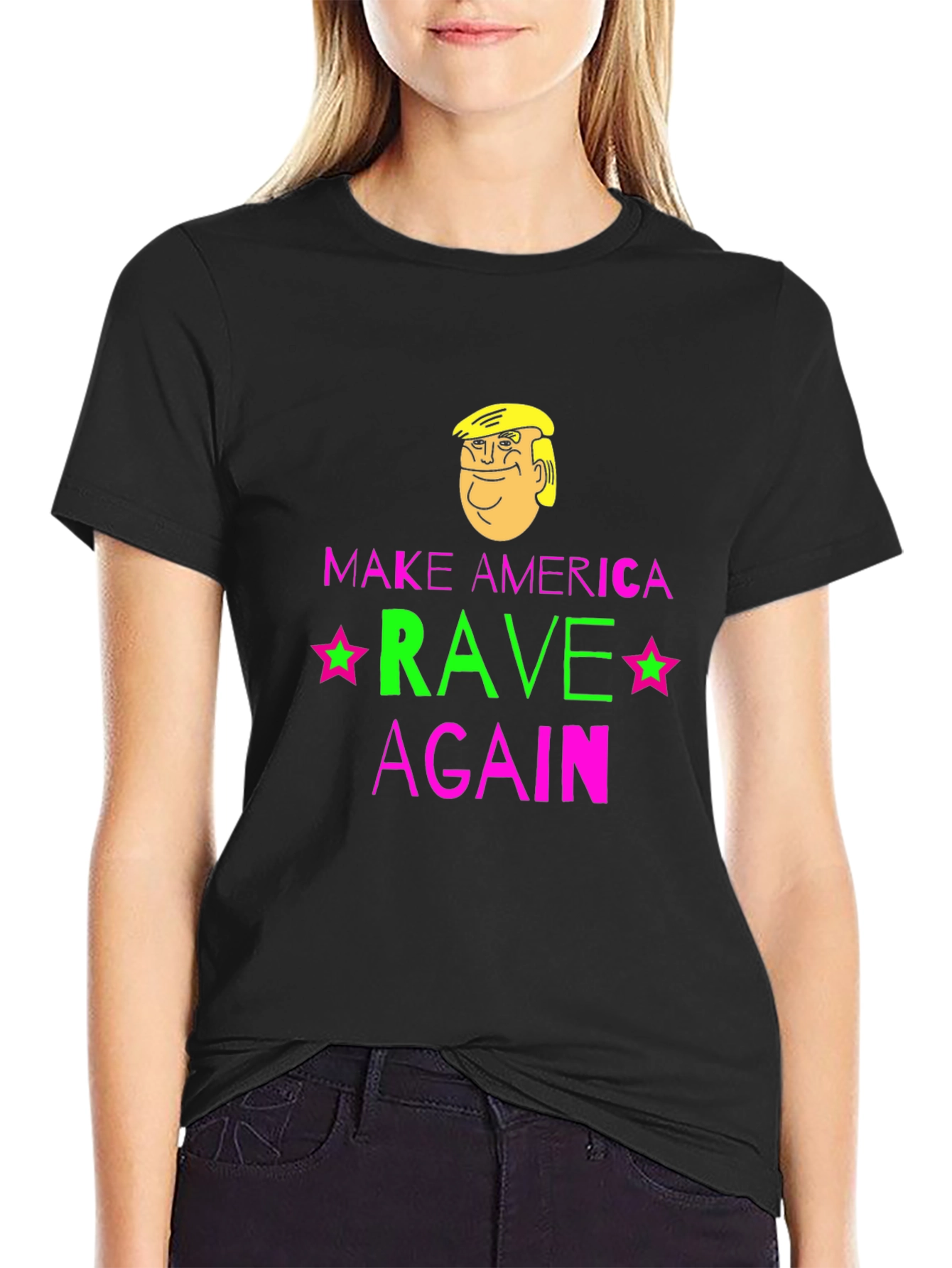 Black Make America Rave Again T-Shirt - Novelty Graphic Tee view 2