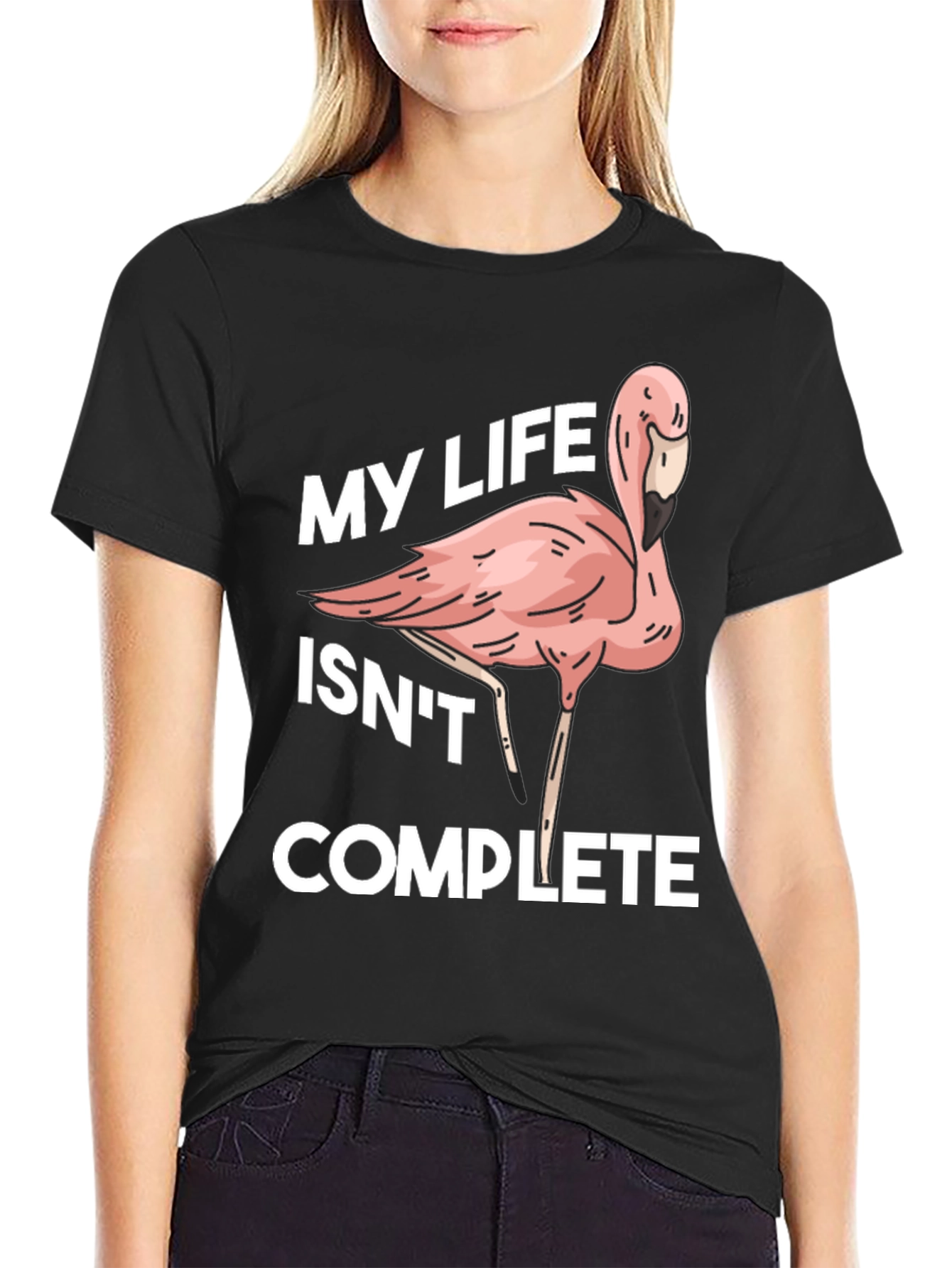 Black Flamingo Life Funny Graphic T-Shirt view 2