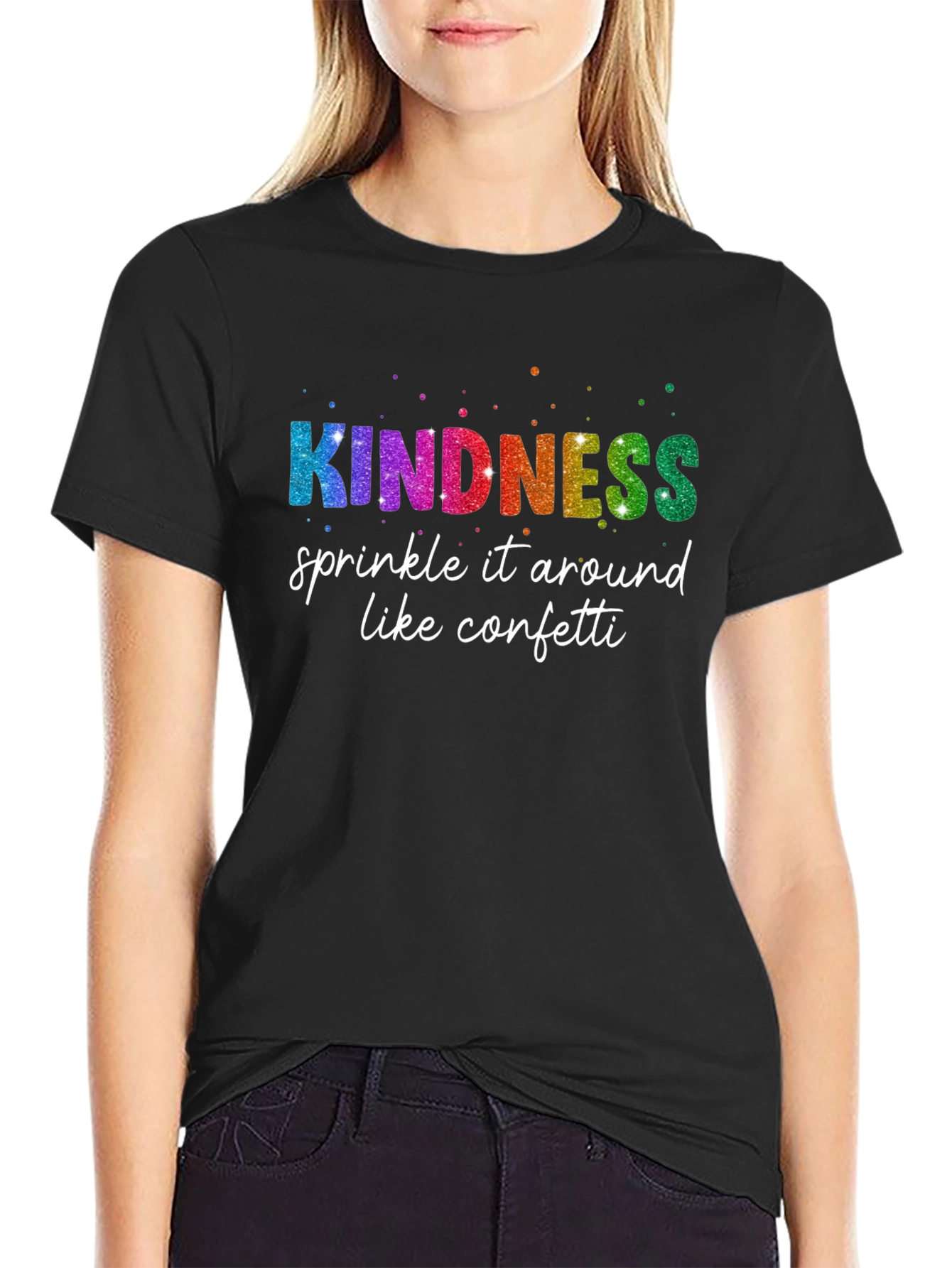 Black Kindness Sprinkle Confetti T-Shirt view 2