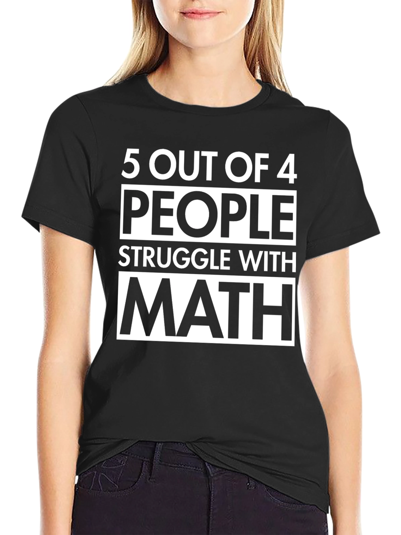 Black Funny Math T-Shirt - 5 Out of 4 People Struggle view 2