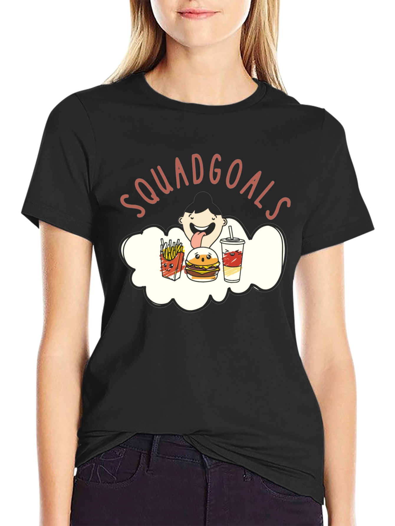 Black Squadgoals T-Shirt - Funny Foodie Tee view 2