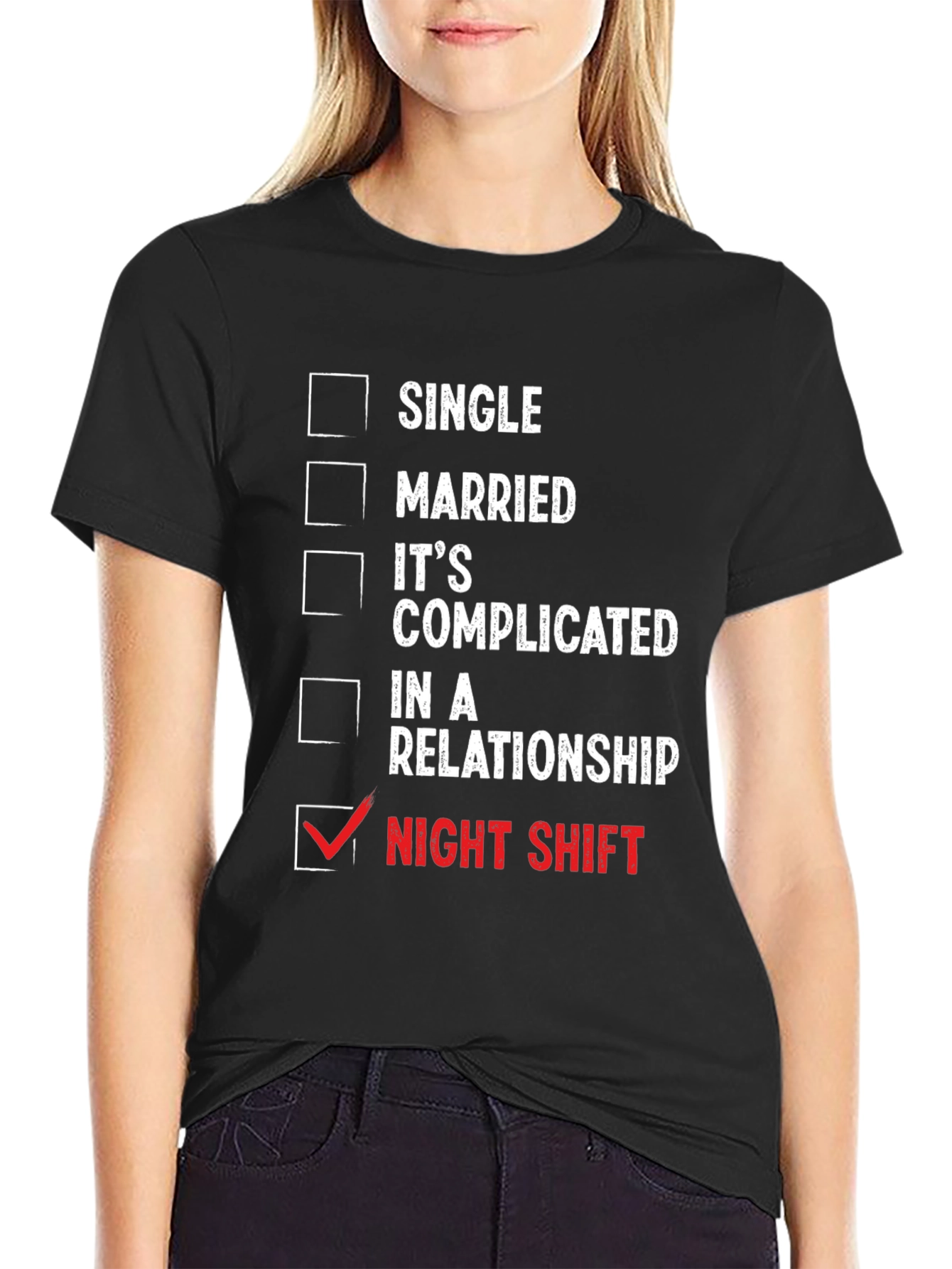 Black Night Shift Humor T-Shirt view 2