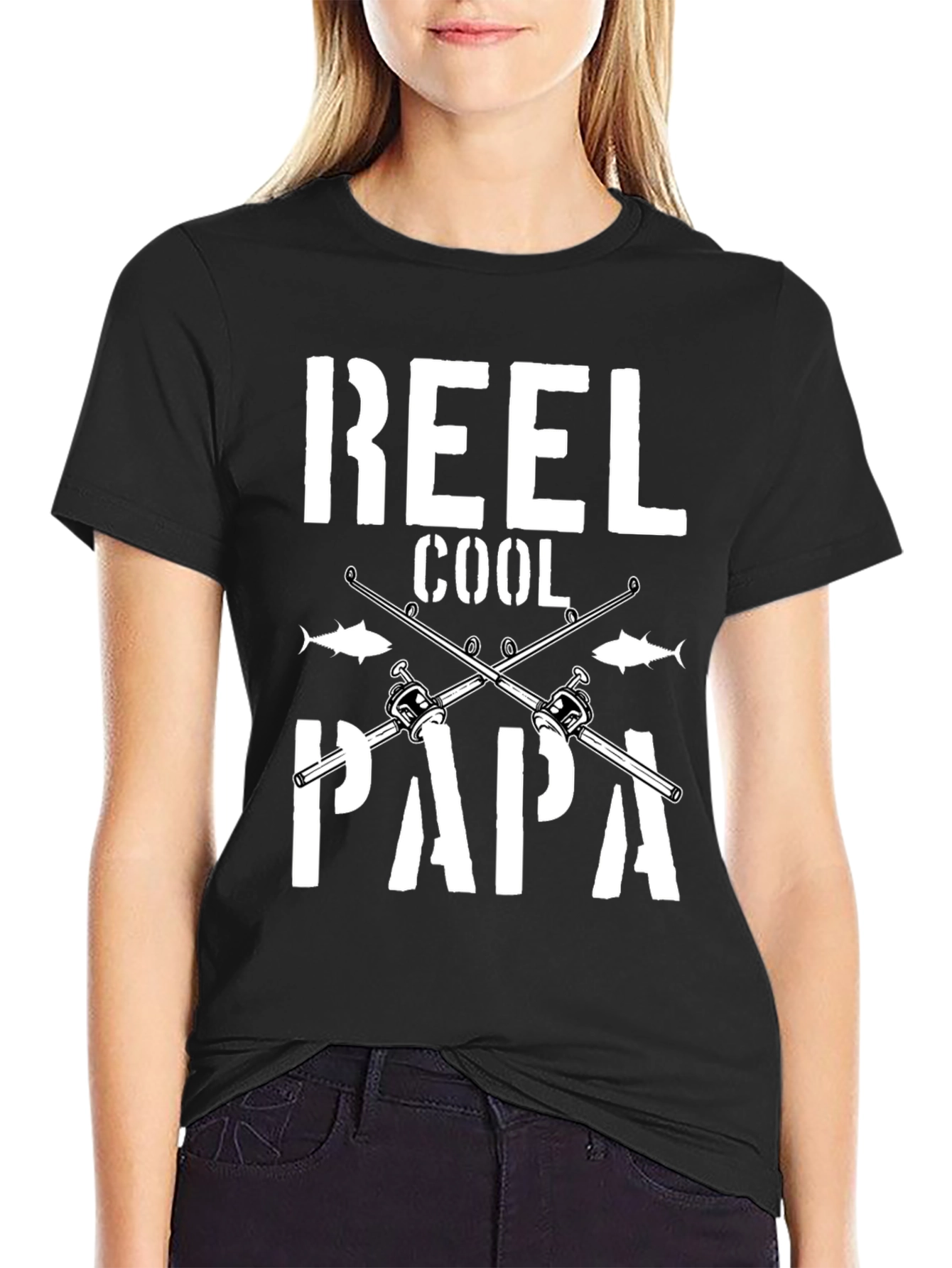 Black Reel Cool Papa Graphic T-Shirt Fishing Dad view 2