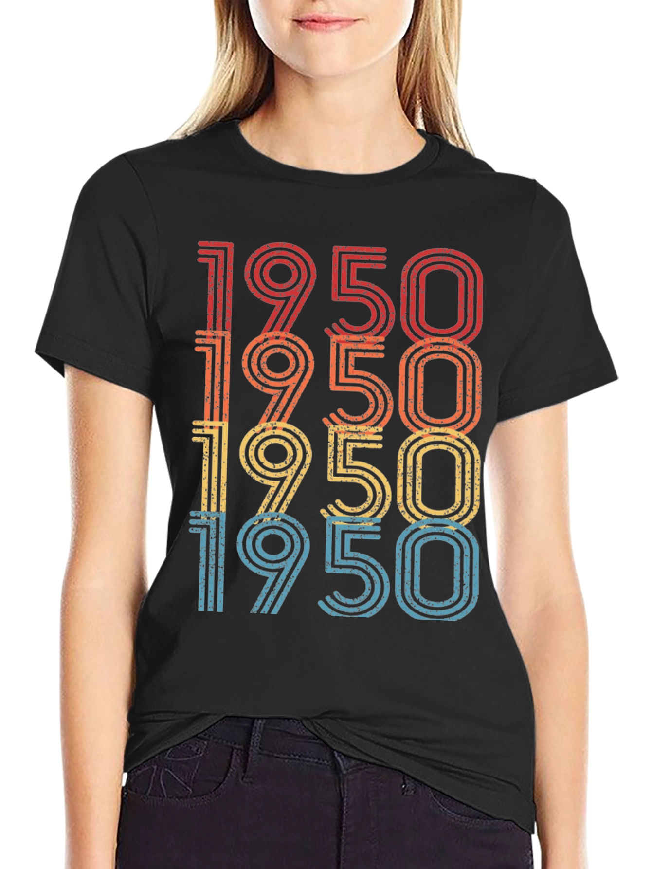 Black Vintage 1950 T-Shirt - Retro Style view 2