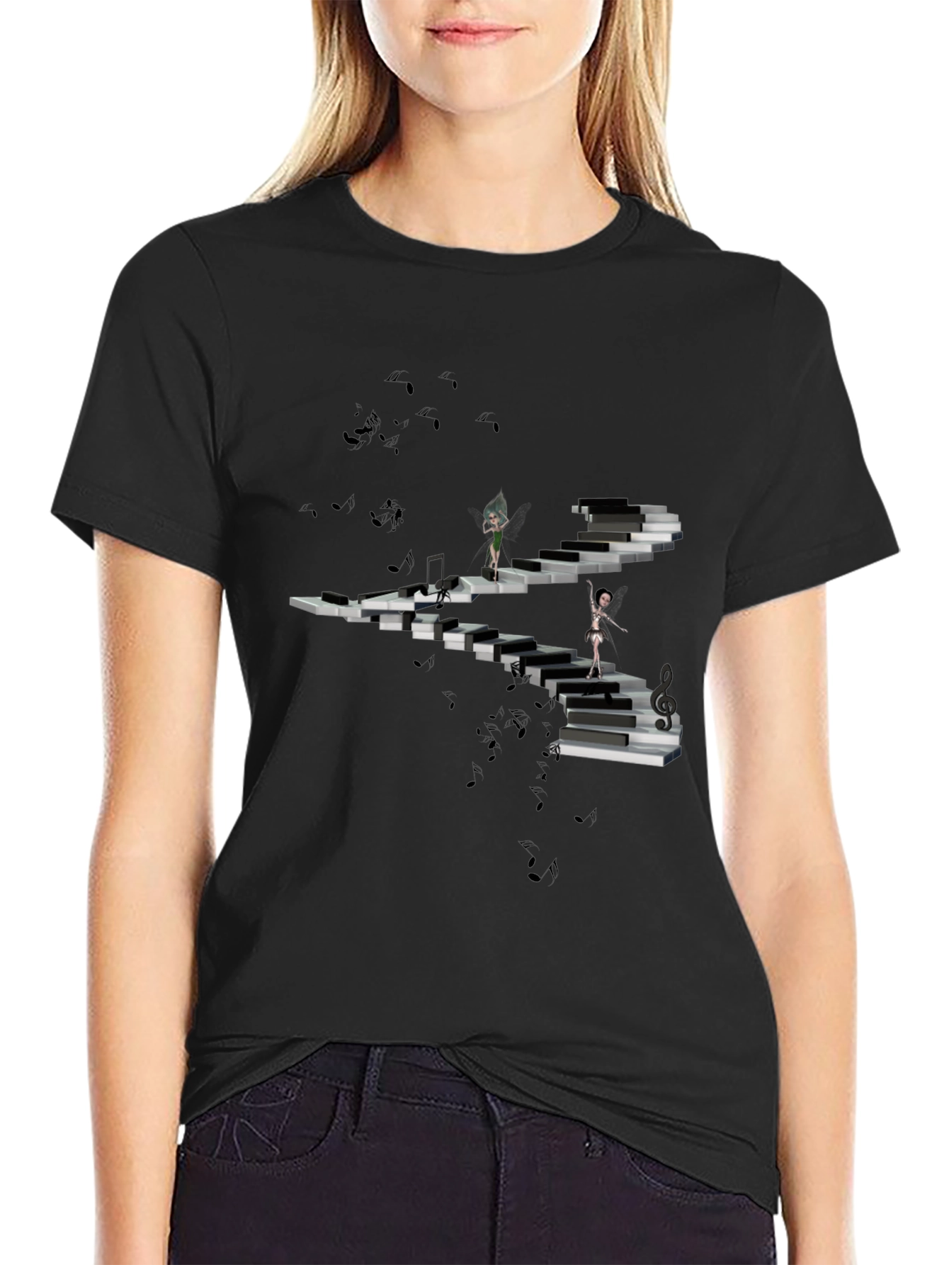 Black Piano Stairway T-Shirt view 2